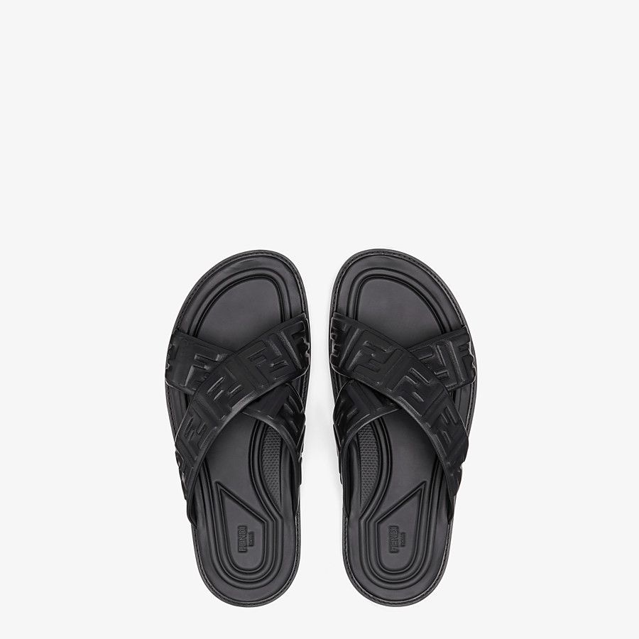 Black leather slides - 4