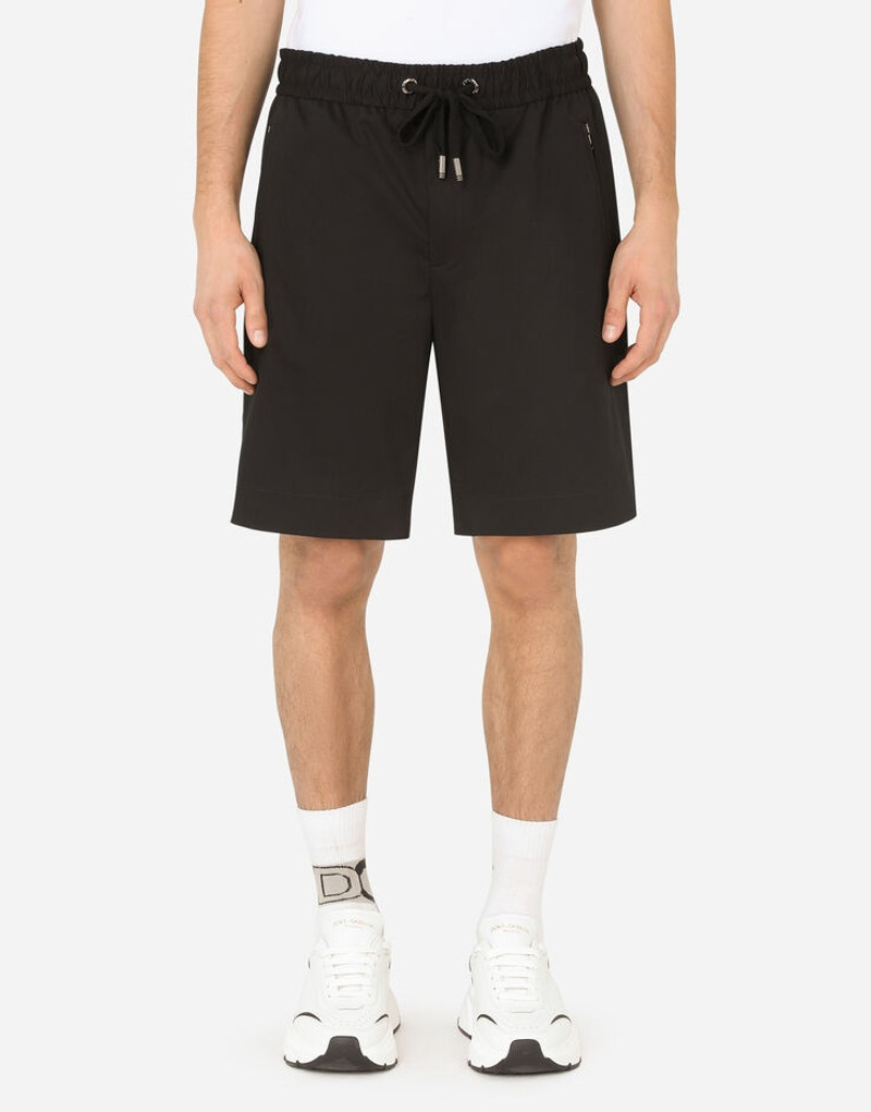 Stretch cotton jogging shorts 1