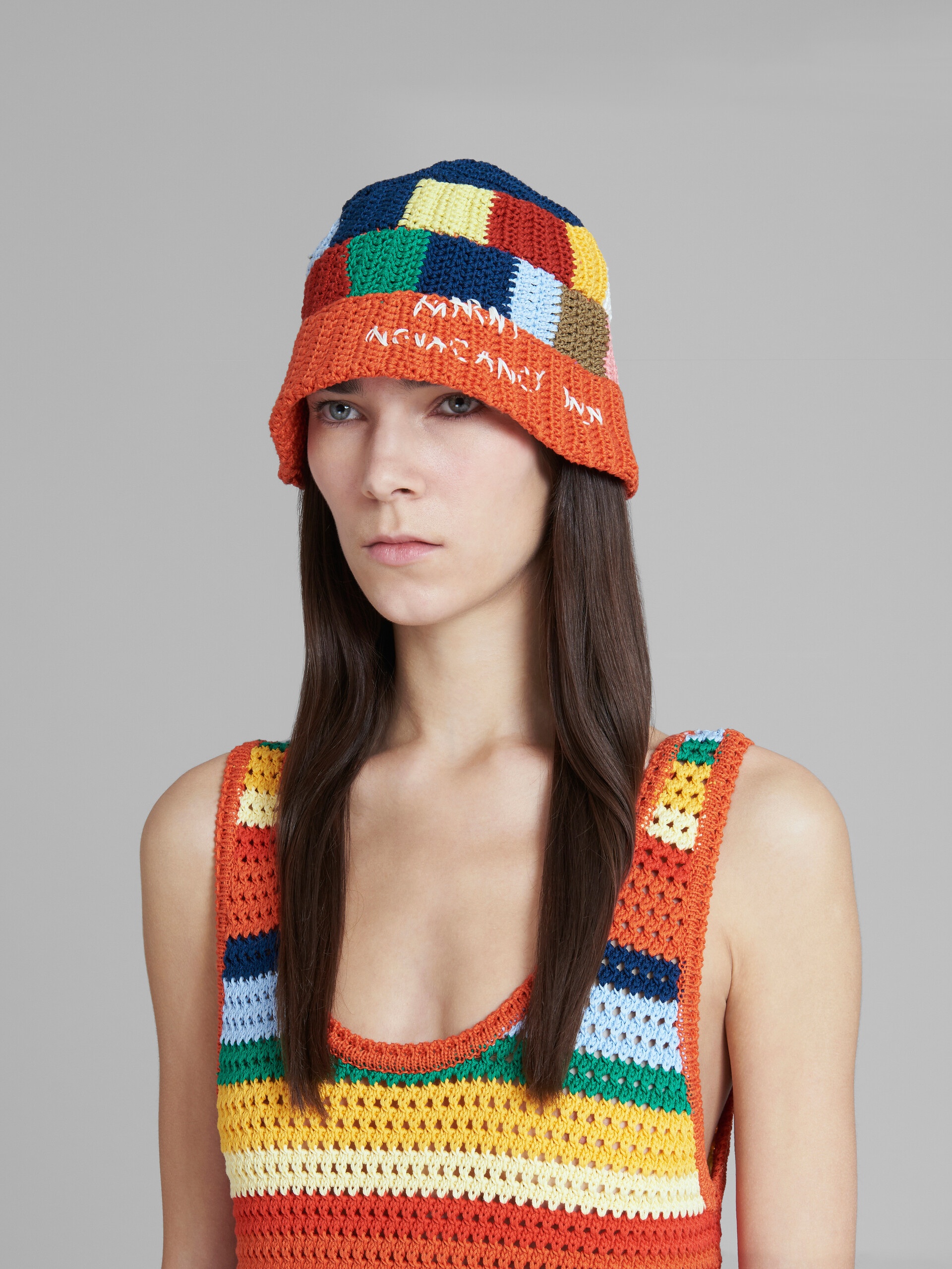 MARNI X NO VACANCY INN - MULTICOLOUR COTTON-KNIT BUCKET HAT - 2