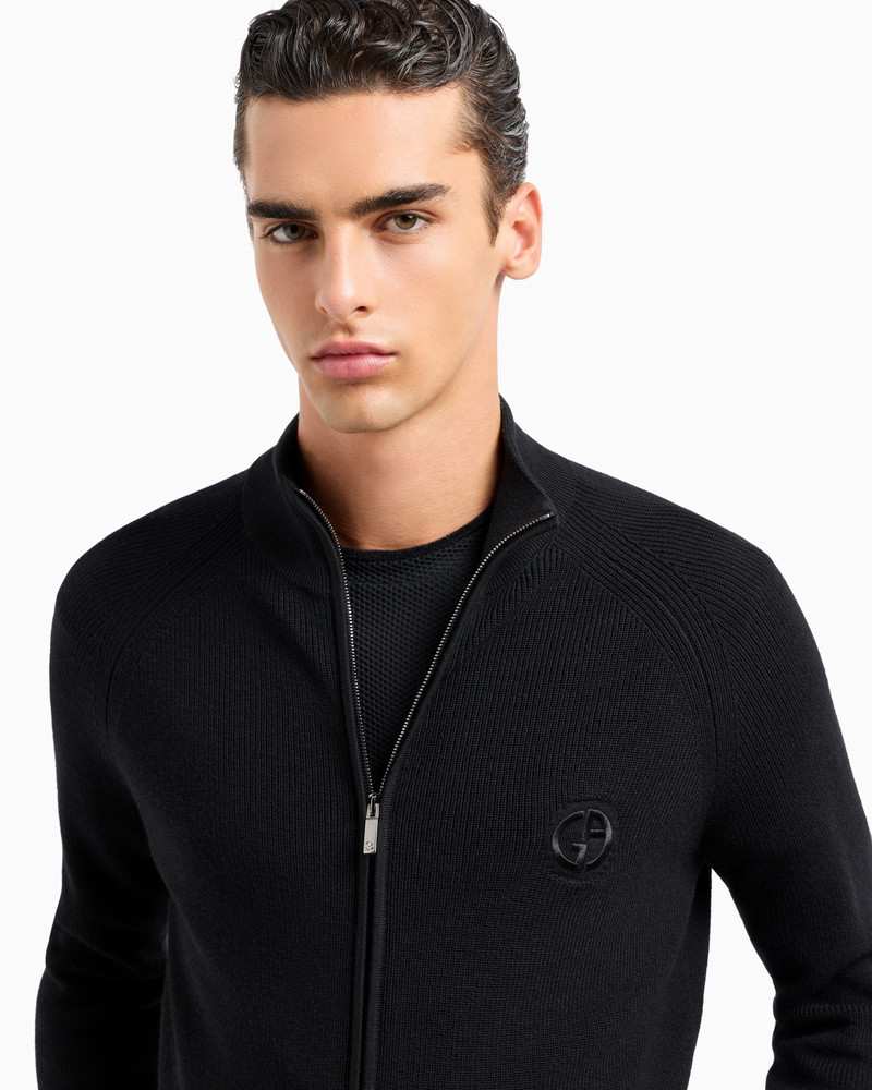 Virgin-wool, zip-up cardigan 5