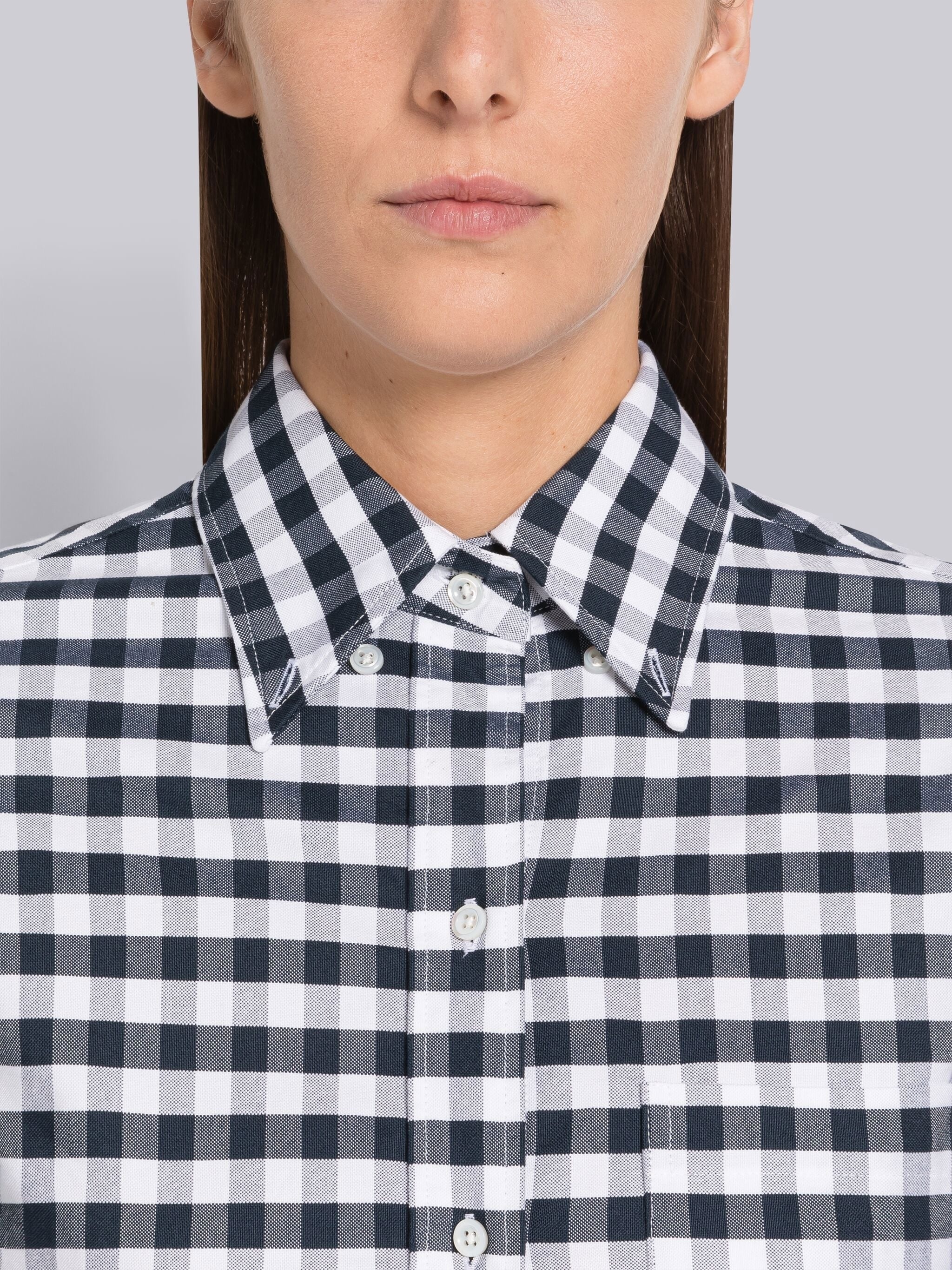 Gingham Oxford Knee Length Shirtdress - 4