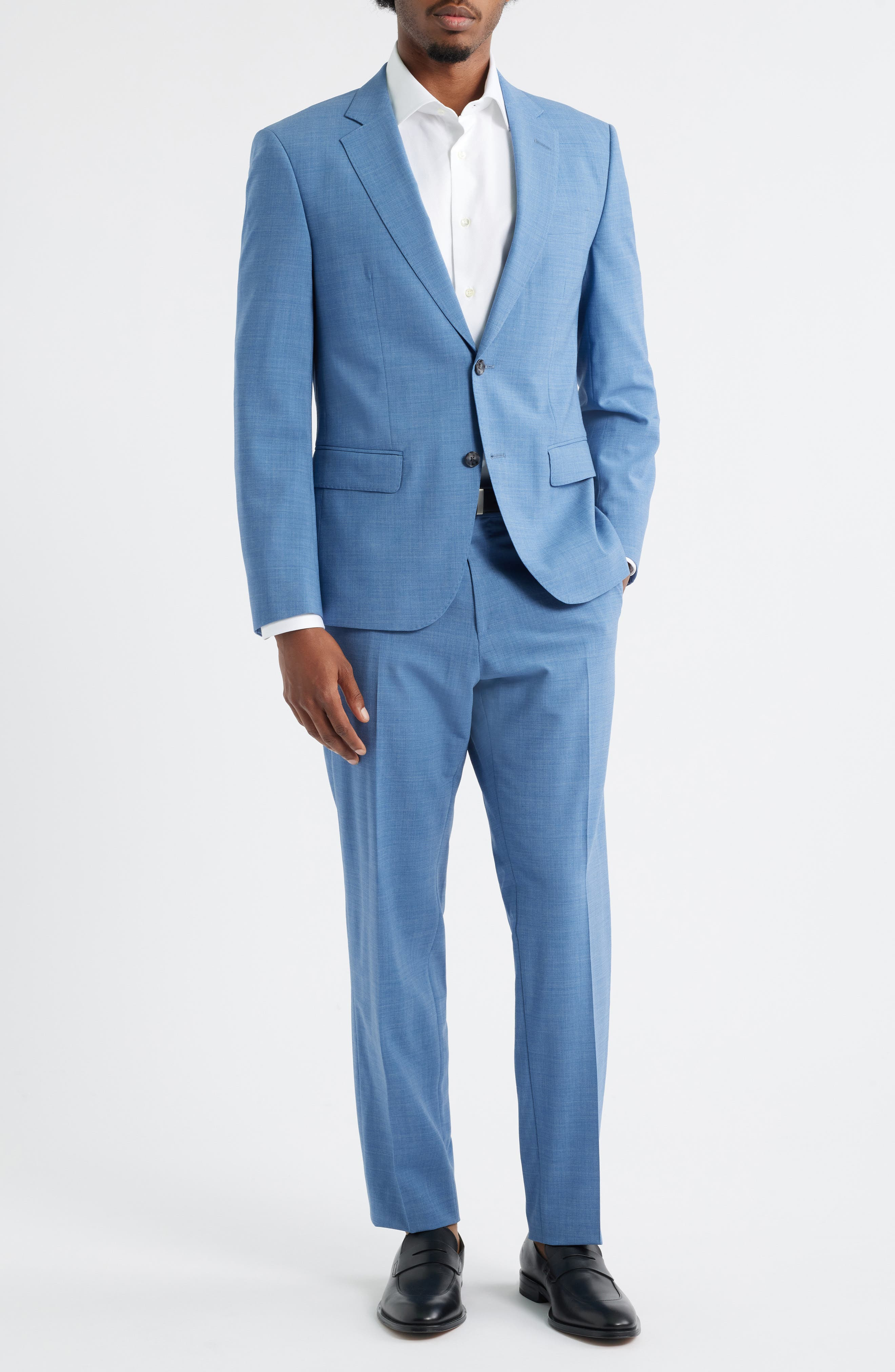 BOSS Huge Stretch Wool Suit in Open Blue at Nordstrom - 1