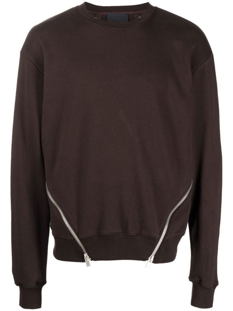 zip-details cotton sweatshirt - 1