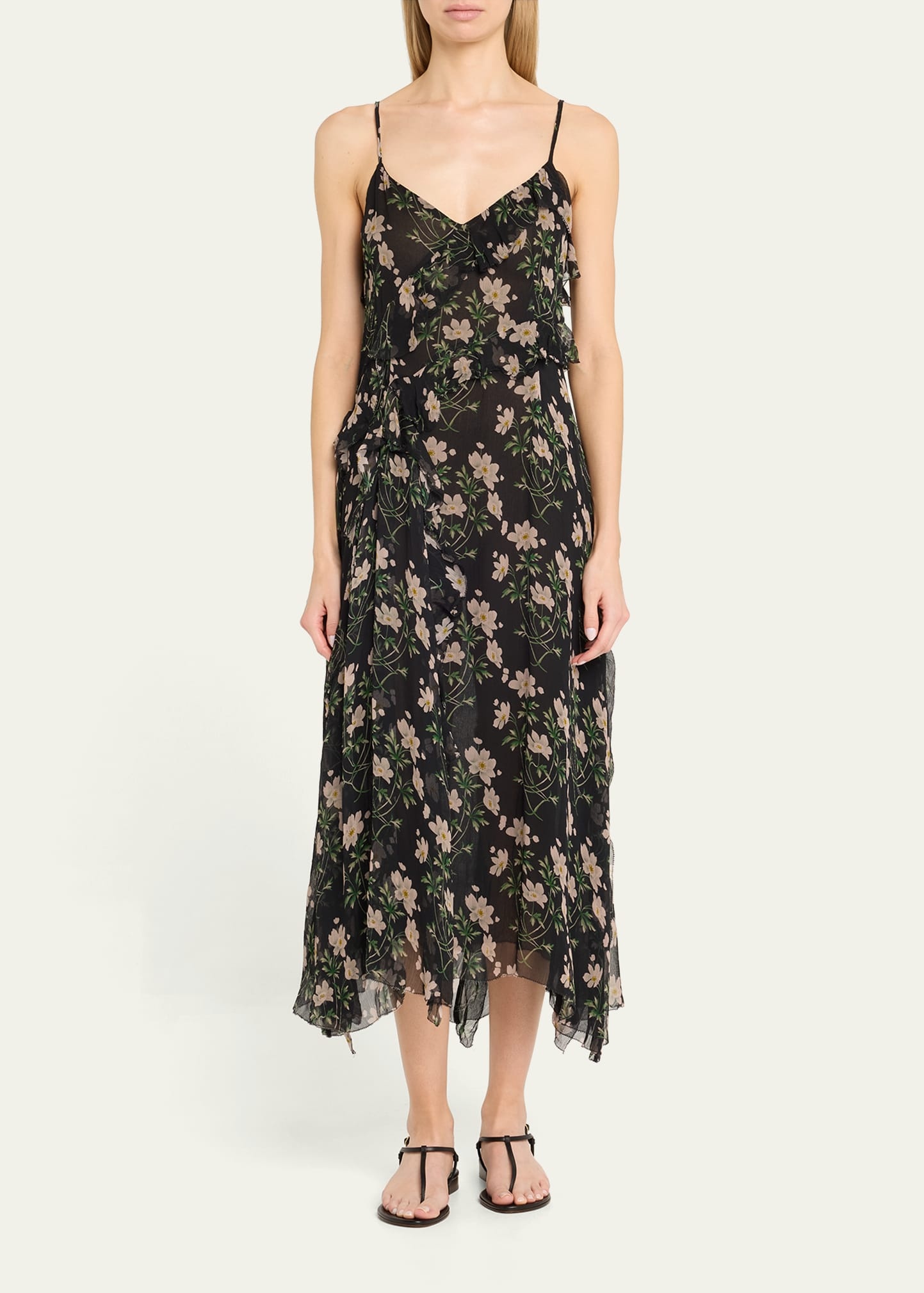 Elizabeth Floral-Print Ruffle Midi Dress - 2