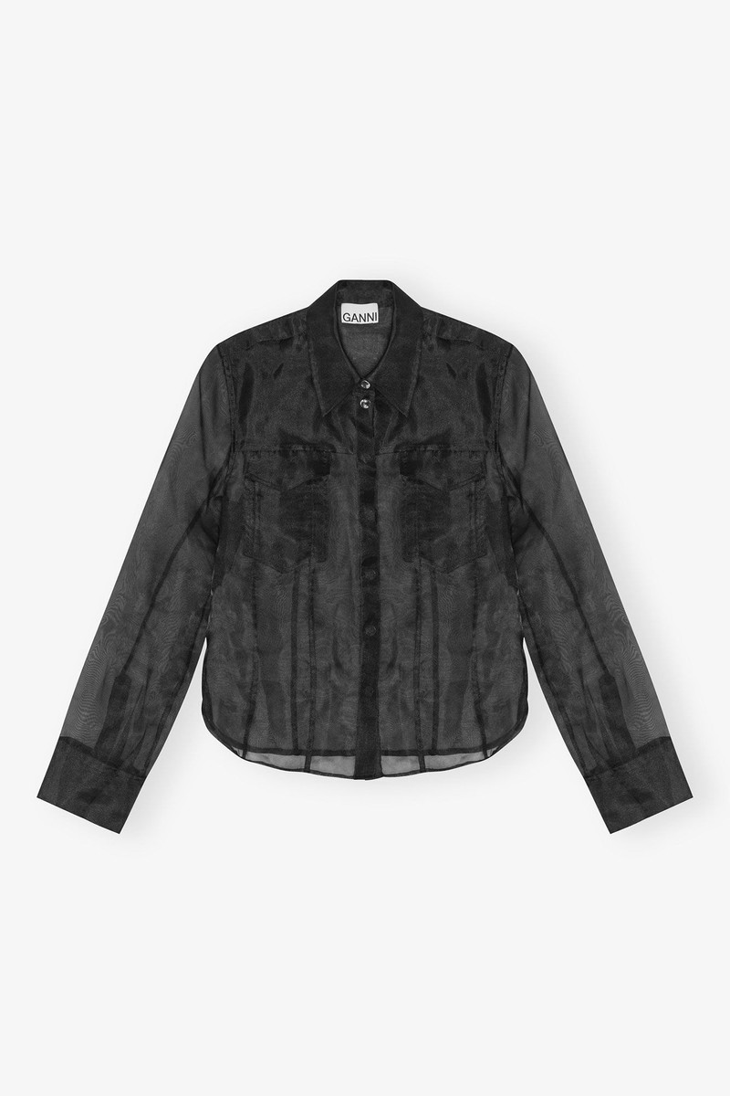 BLACK TECHNICAL ORGANZA SHIRT 1