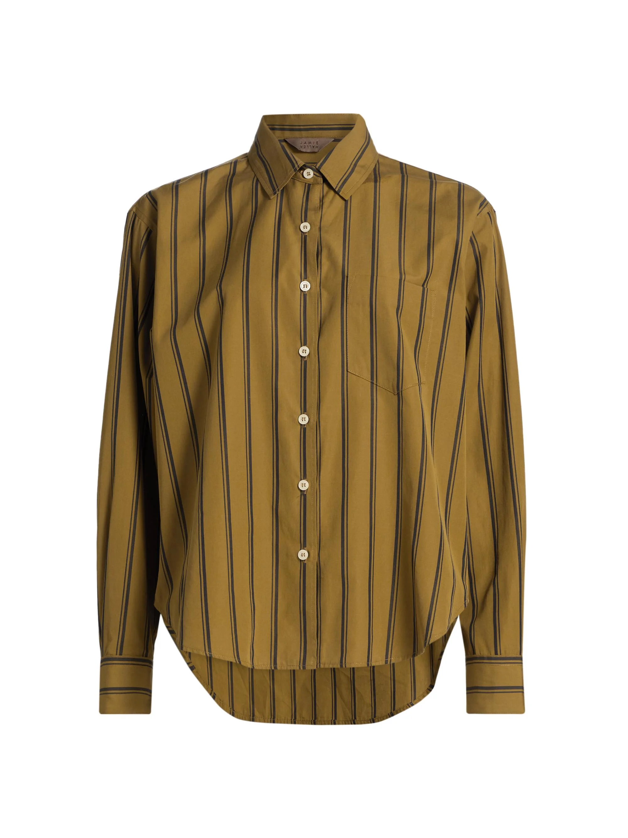 Women's The Weekend Striped Cotton Shirt - Golden Rod Stripe - 1