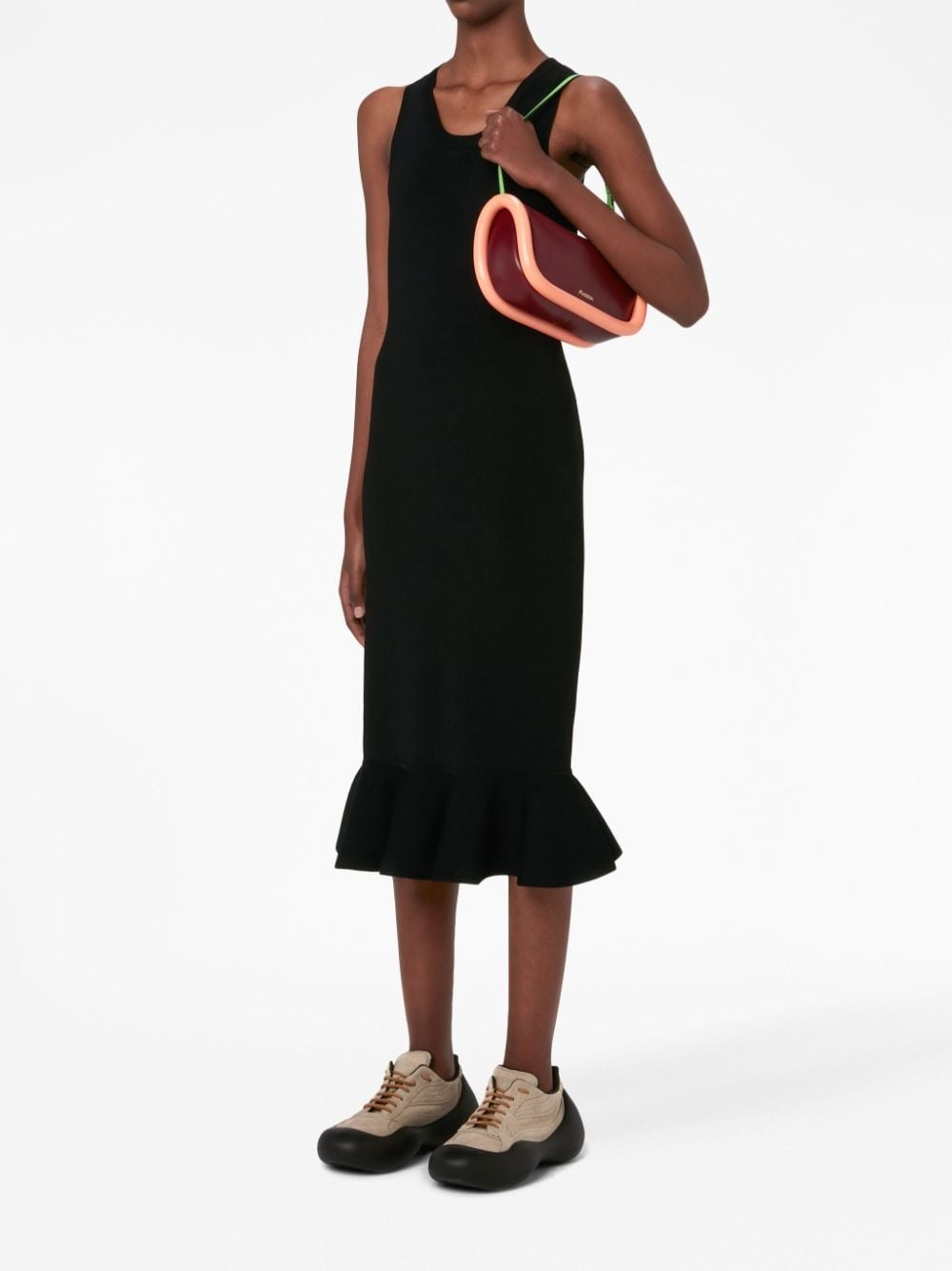 ruffled-trim sleeveless midi dress - 3