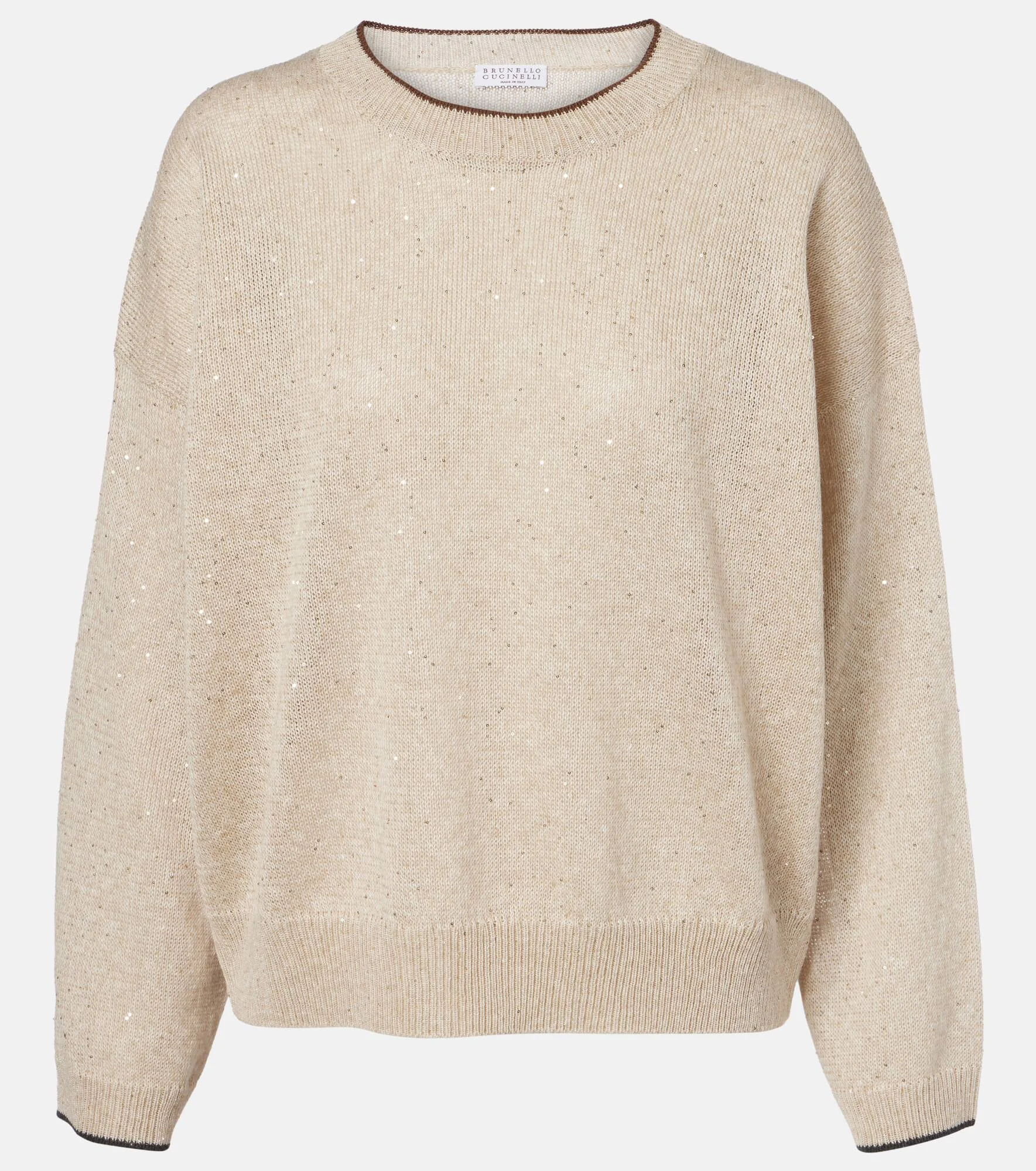 Sequined linen-blend sweater - 1