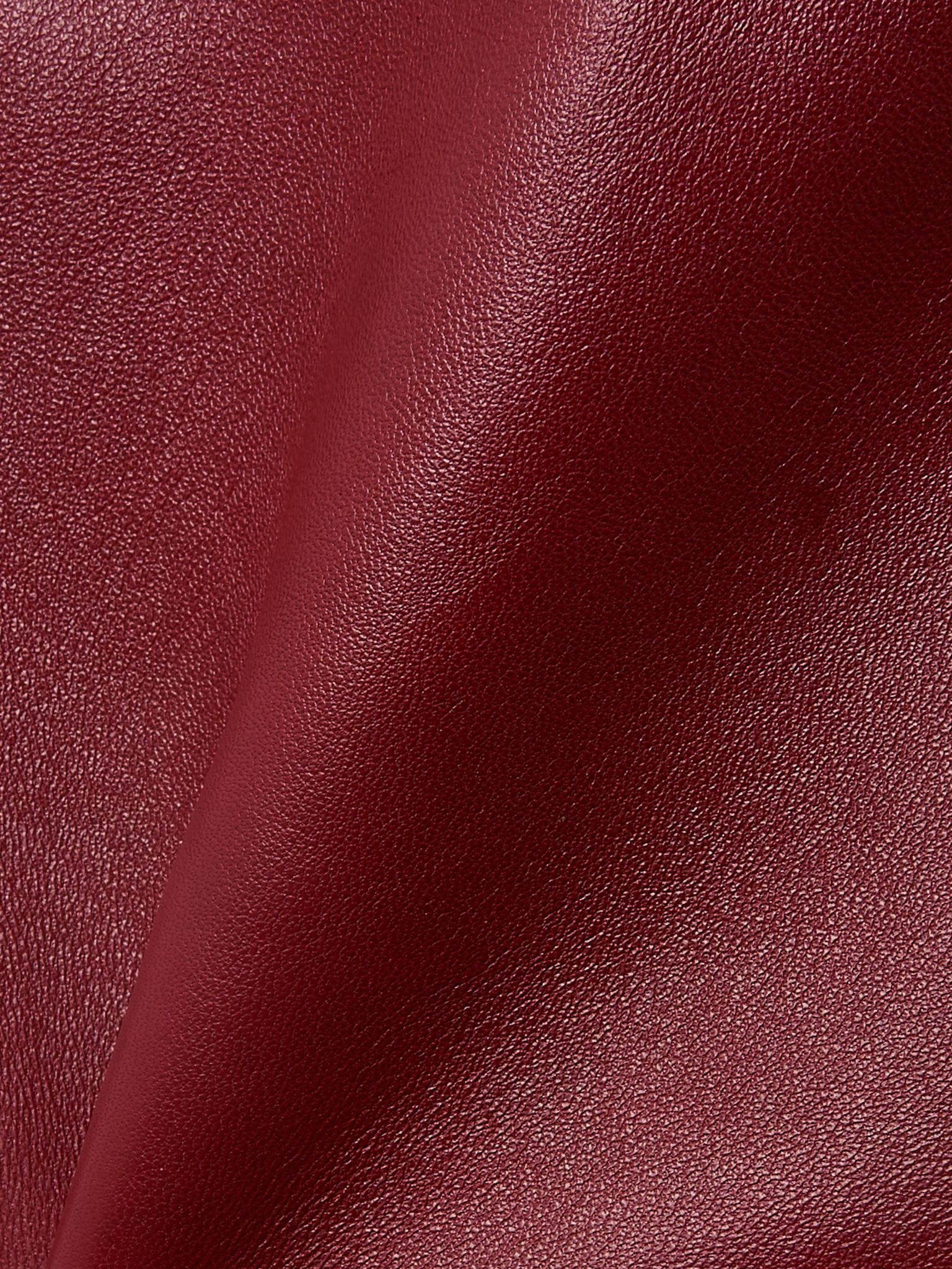 Pleated paneled leather midi skirt Burgundy - 5