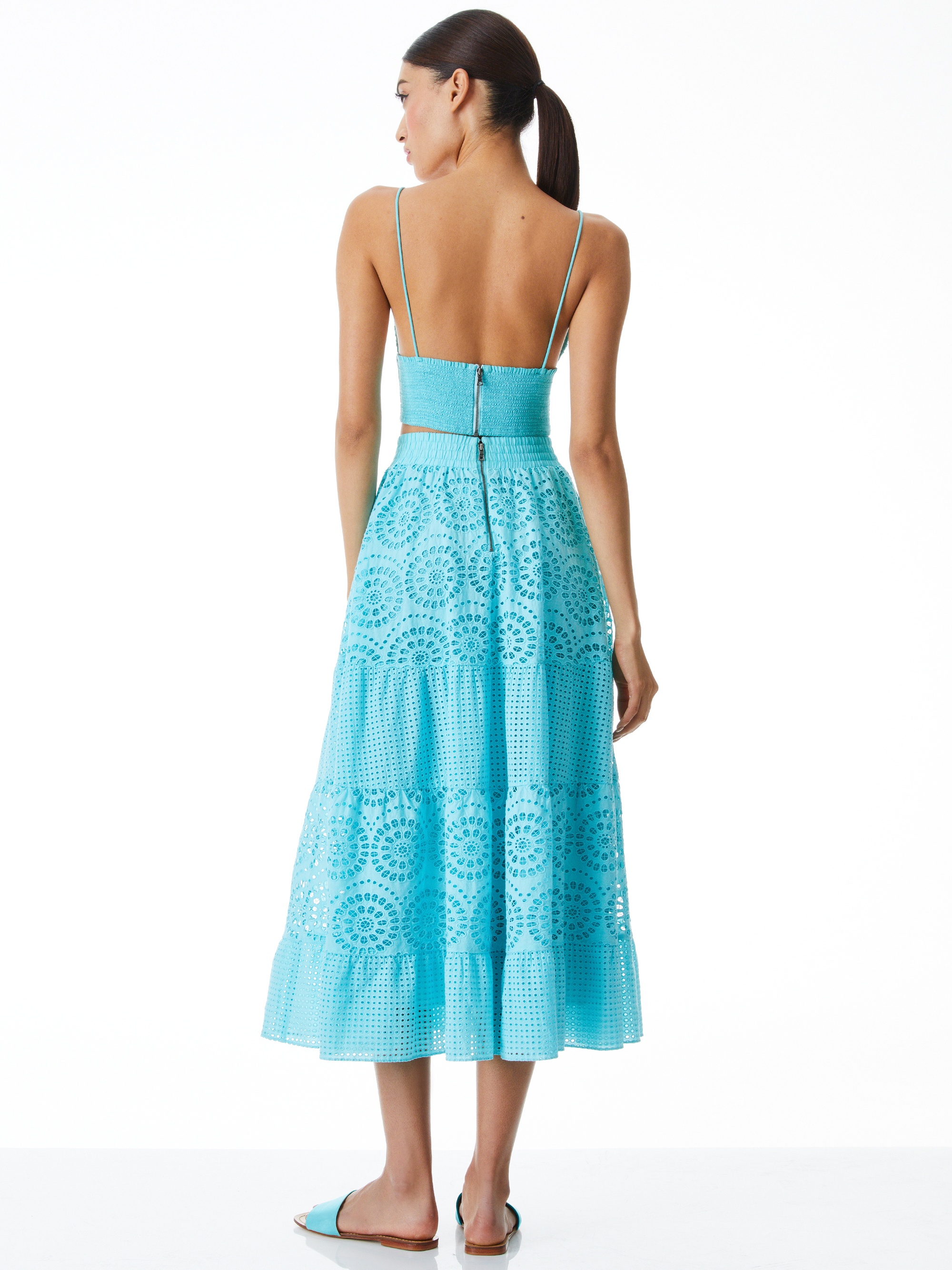 MELONY EYELET MIDI SKIRT - 3