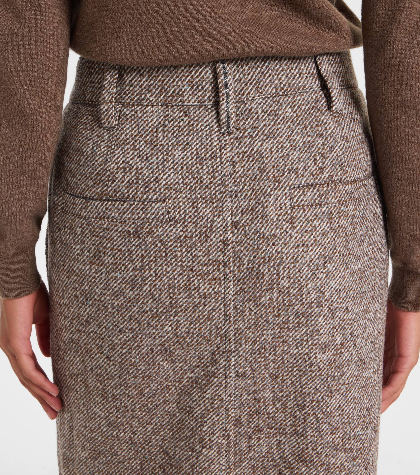 Wool and silk-blend midi skirt - 6