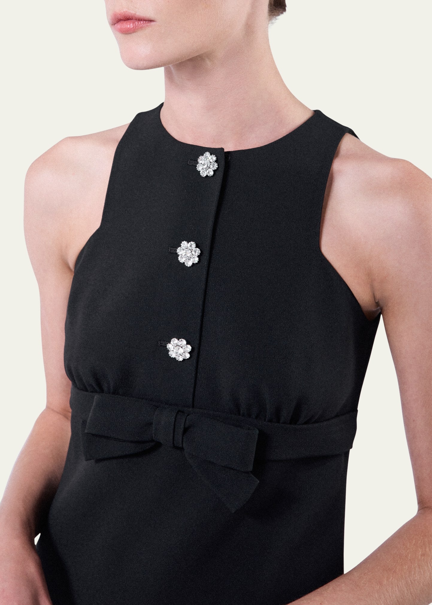 Bow Jeweled Button Mini Dress - 5