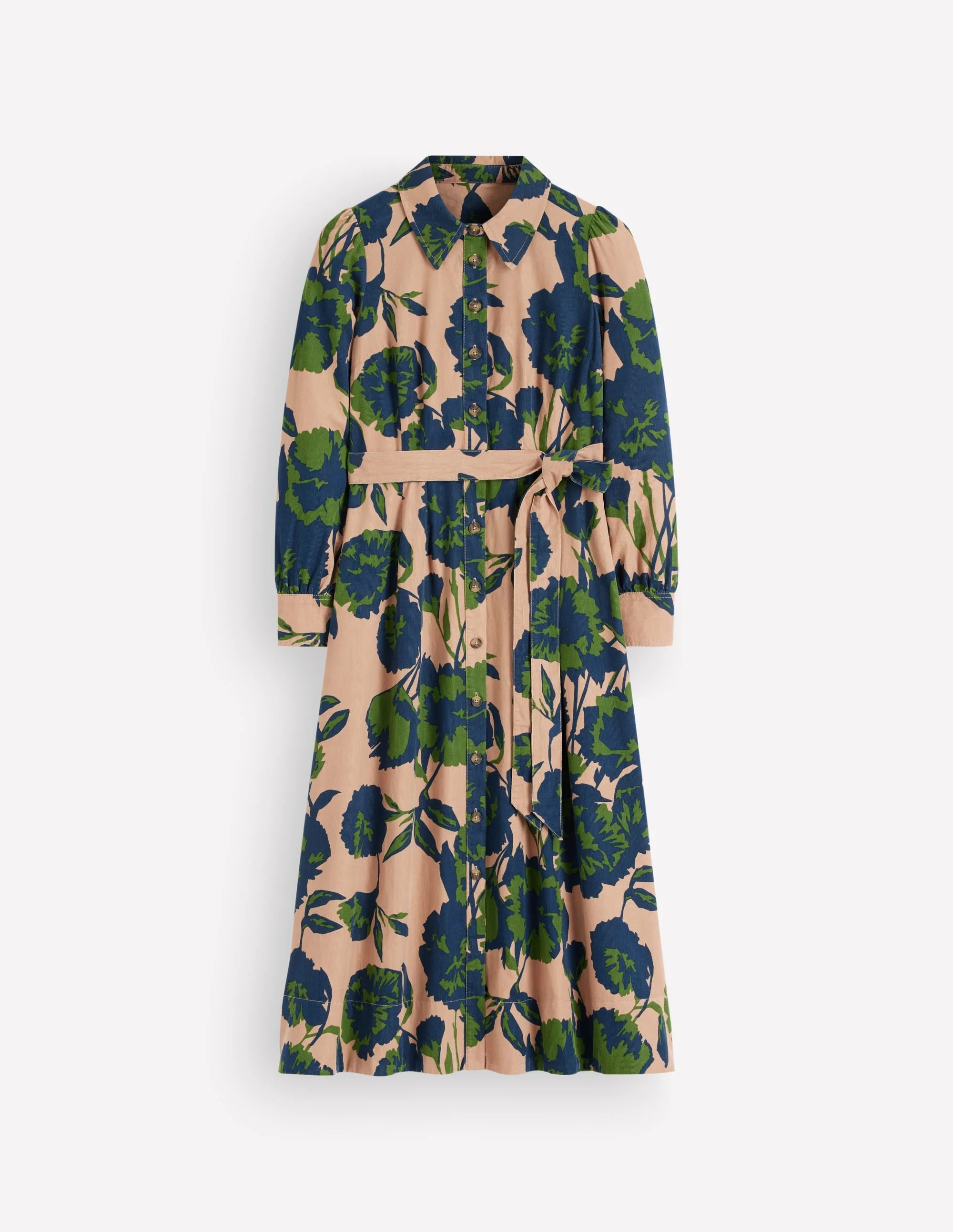 Maeve Cord Midi Shirt Dress-Cool Cocoa, Forest Breeze - 1