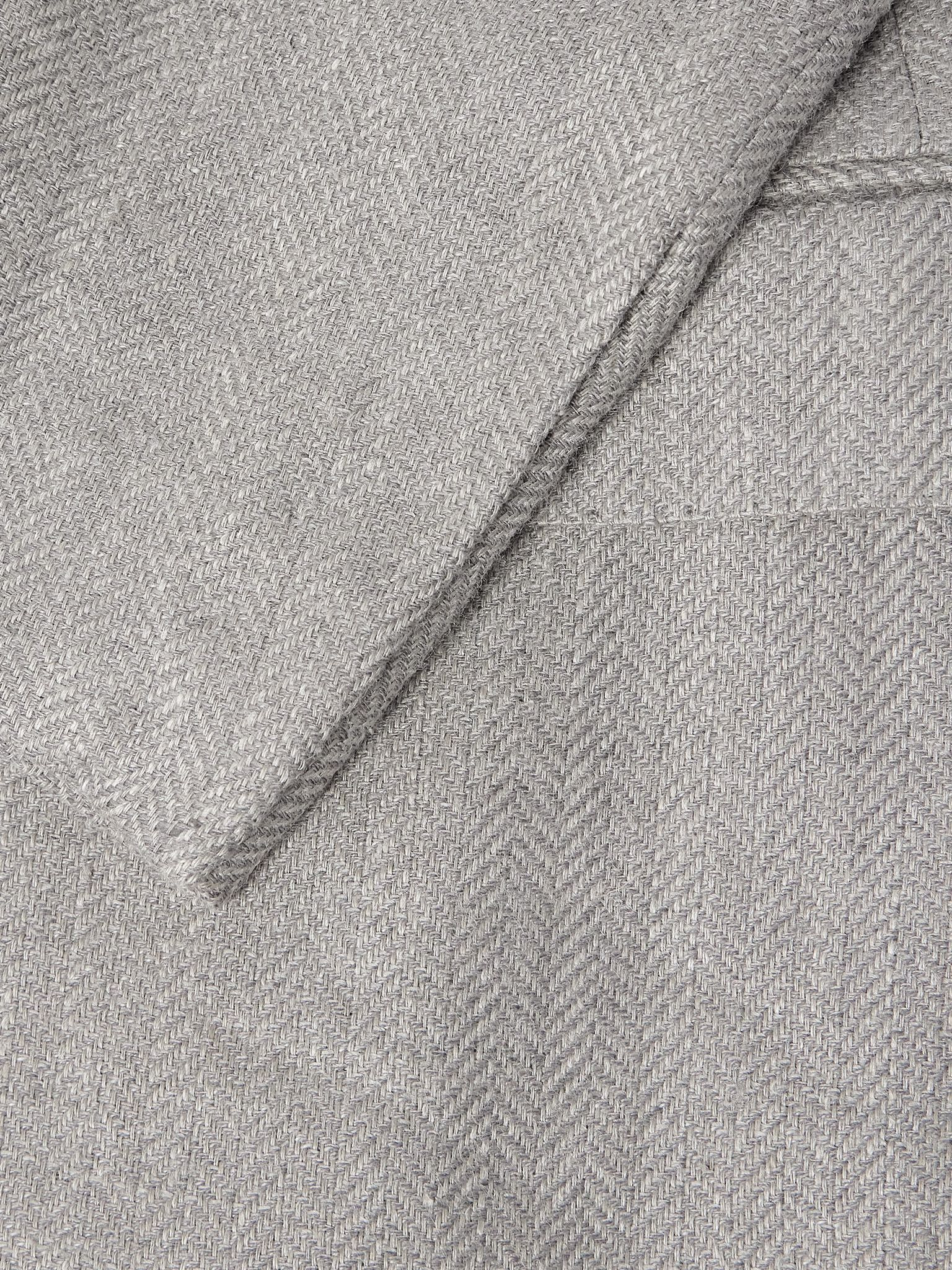 Kent Herringbone Linen, Silk and Cotton-Blend Suit Jacket Light gray - 4