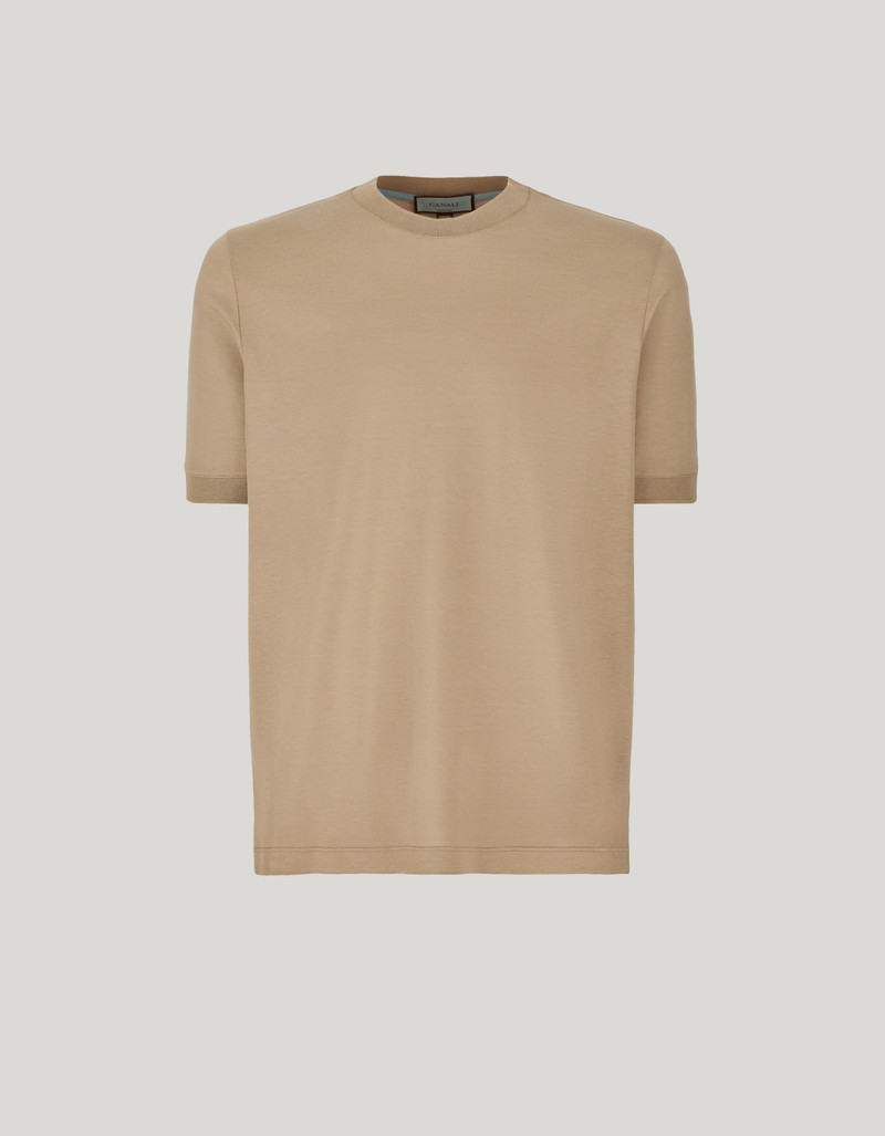 SABLE COTTON AND SILK JERSEY T-SHIRT WITH RIBBED COLLAR AND CUFFS 1