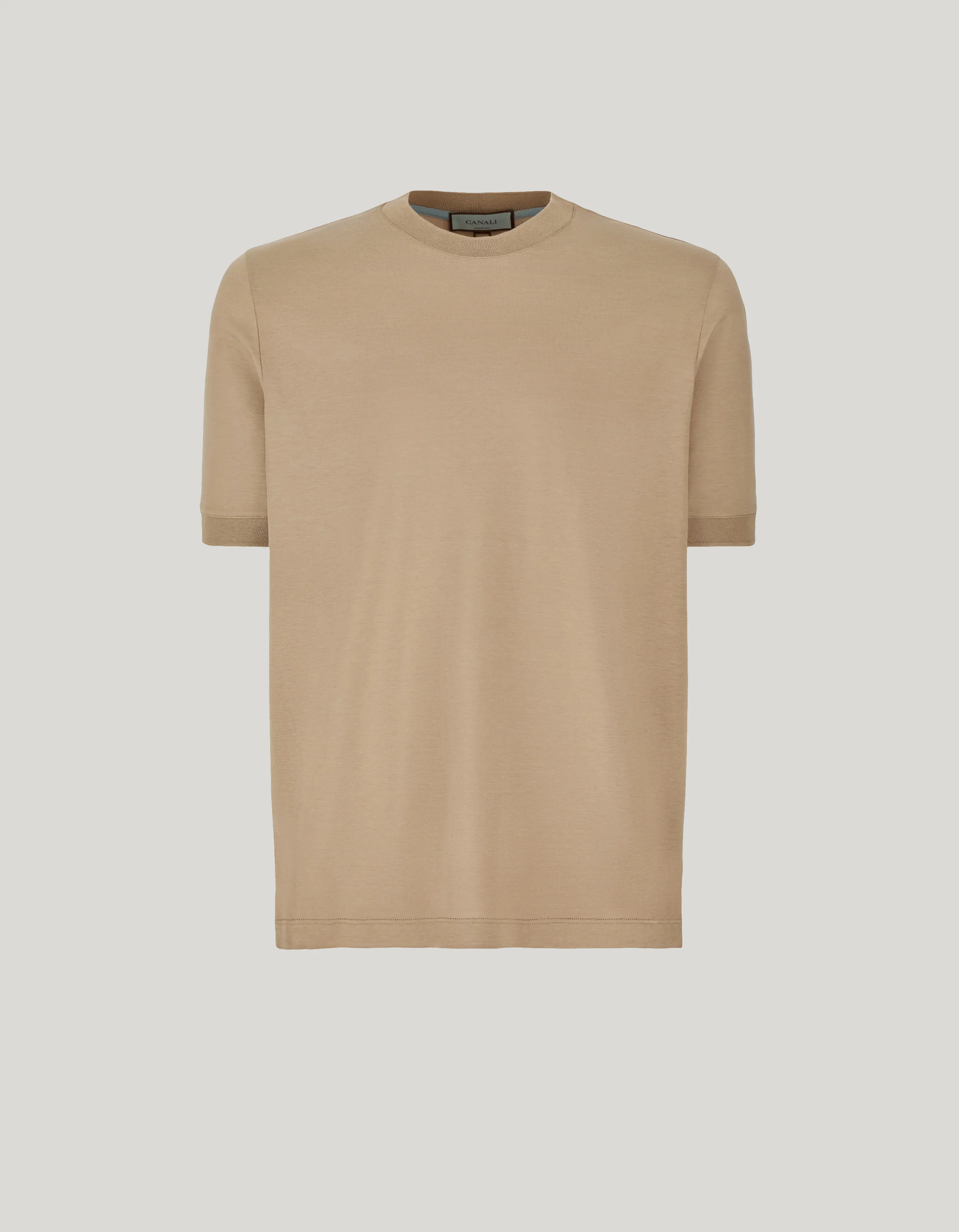 SABLE COTTON AND SILK JERSEY T-SHIRT WITH RIBBED COLLAR AND CUFFS - 1
