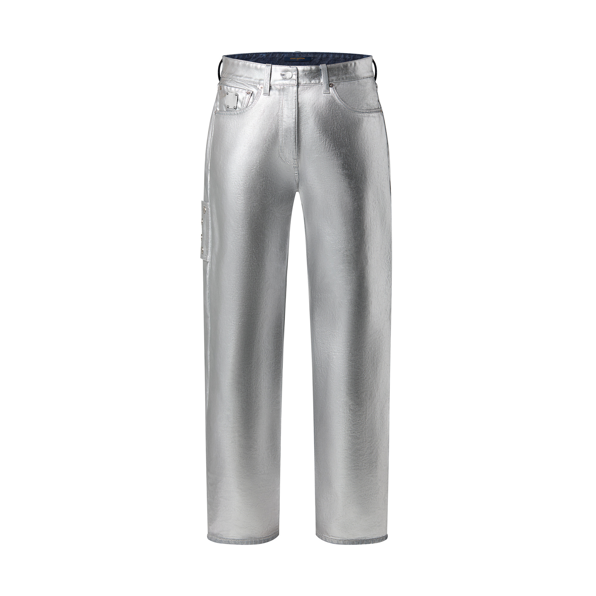 Metallized Denim Straight-Cut Jeans - 1