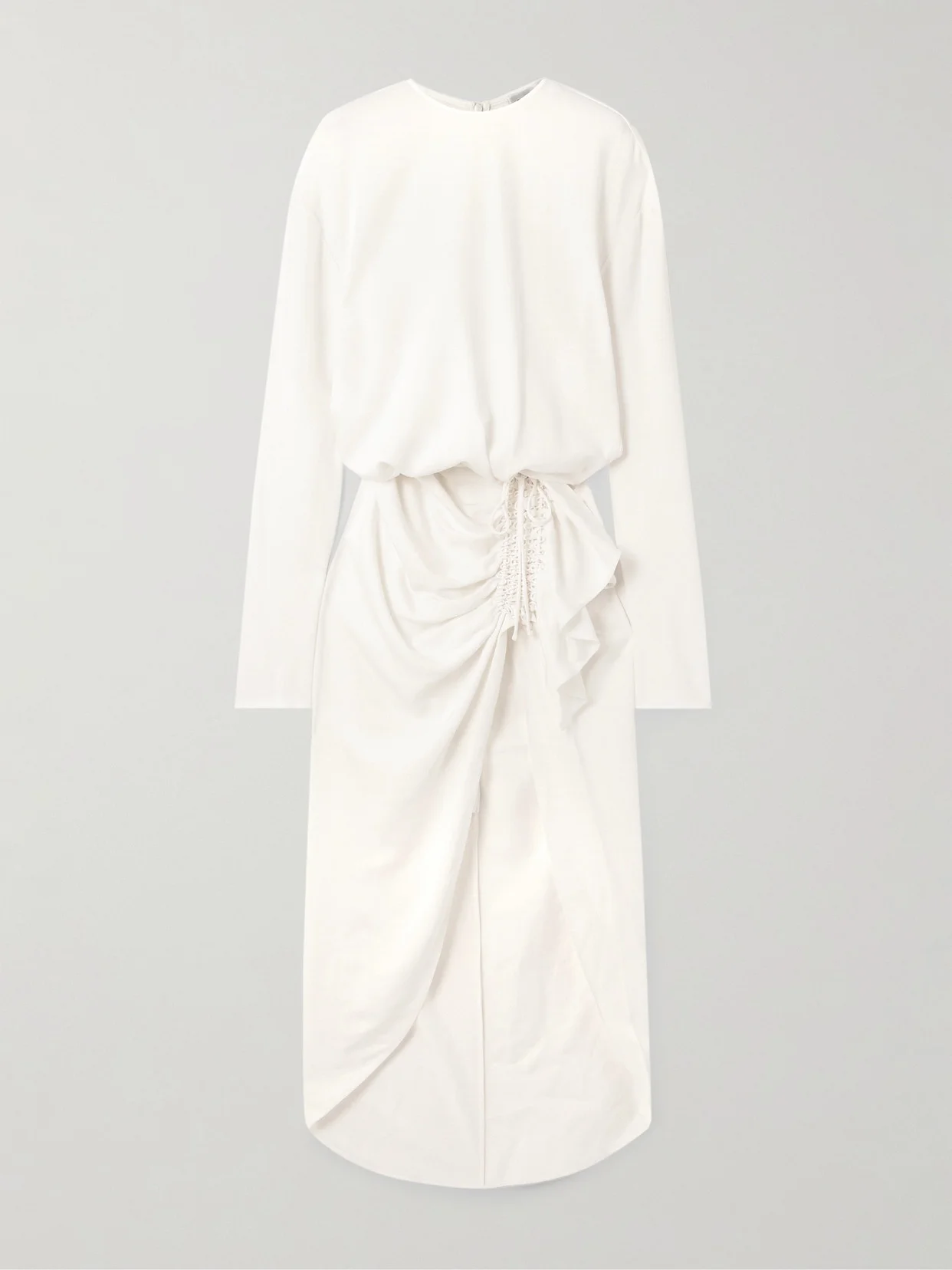 Cadence Ruched Ruffled Crepe Maxi Dress - 1