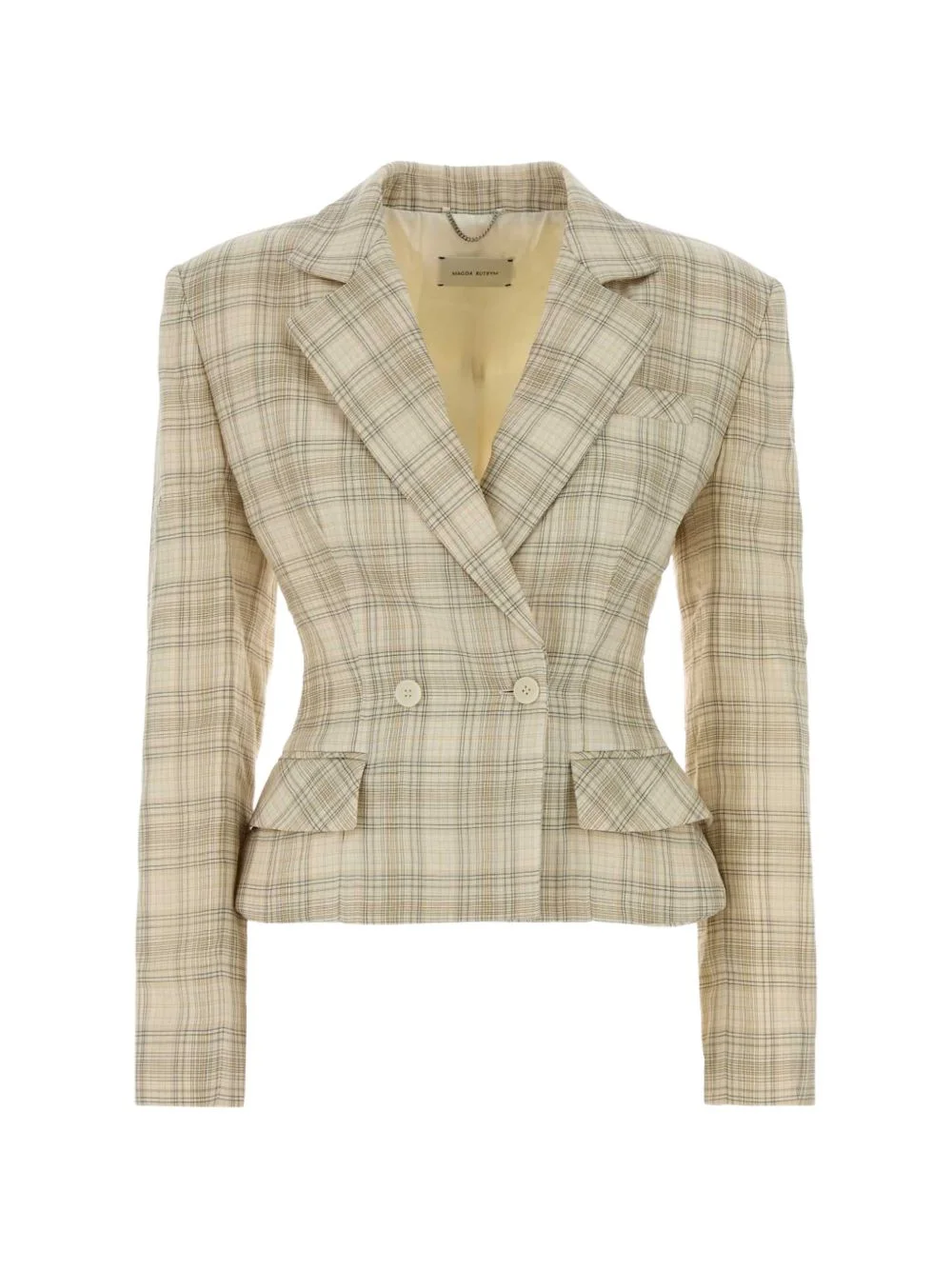 check-pattern double-breasted blazer - 1