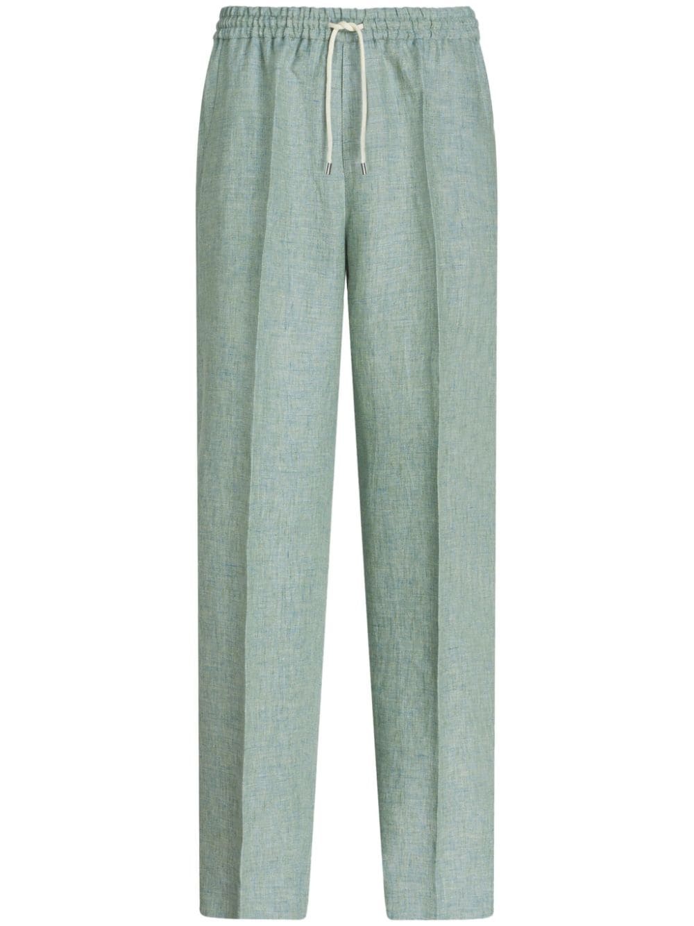 straight-leg linen trousers - 1