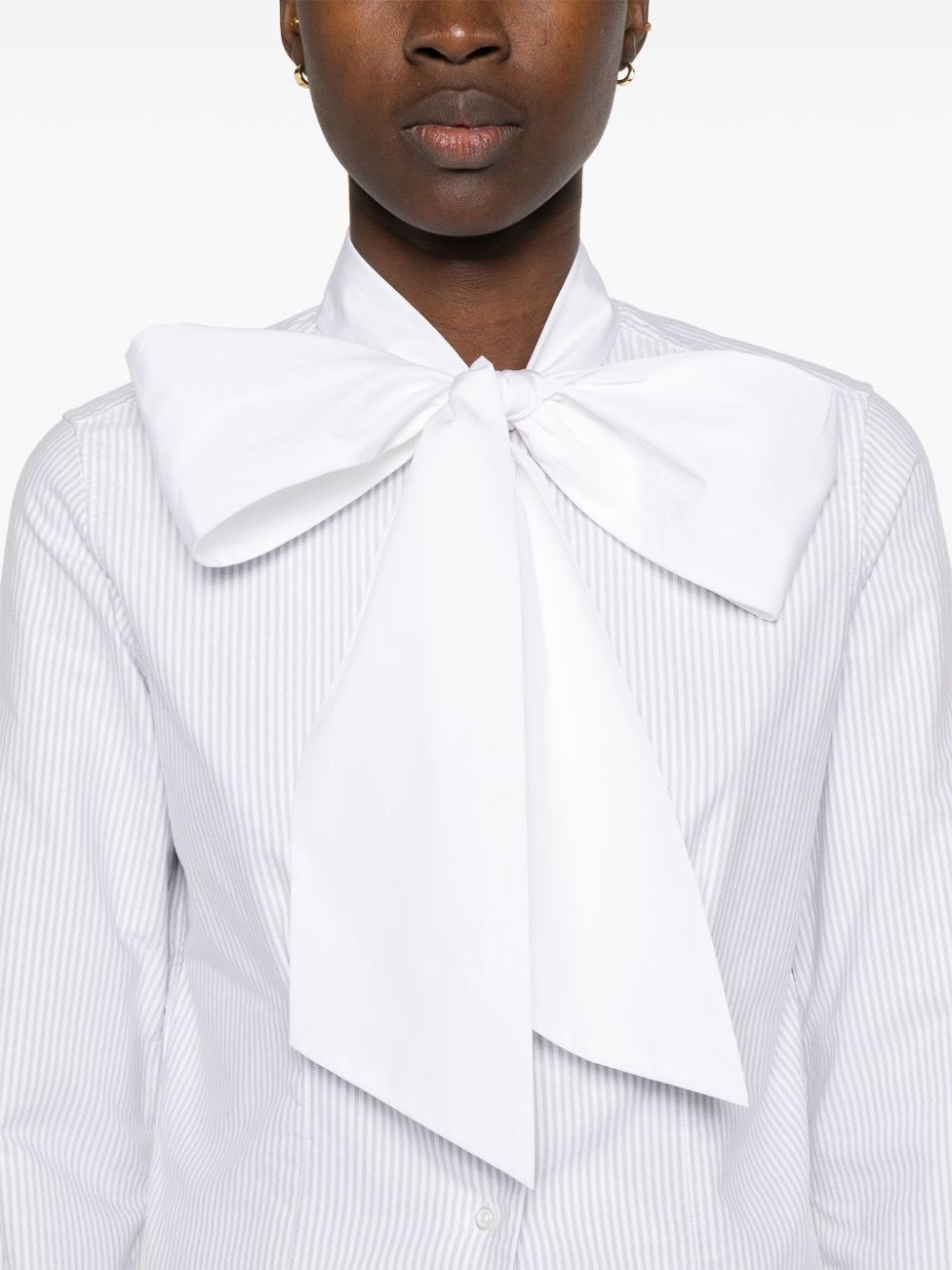 pussy-bow collar cotton blouse - 5