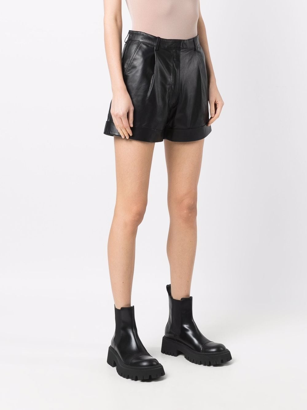 Jett high-waisted leather shorts - 4