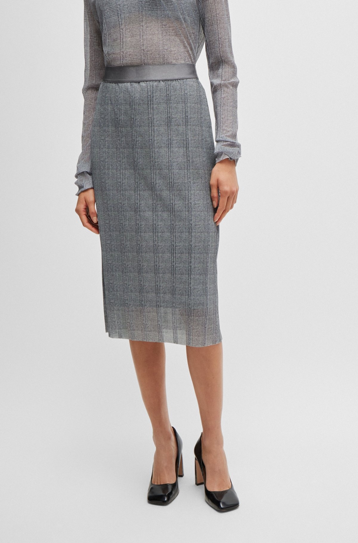 STRETCH-TULLE SLIM-FIT SKIRT WITH SEASONAL PRINT - 2