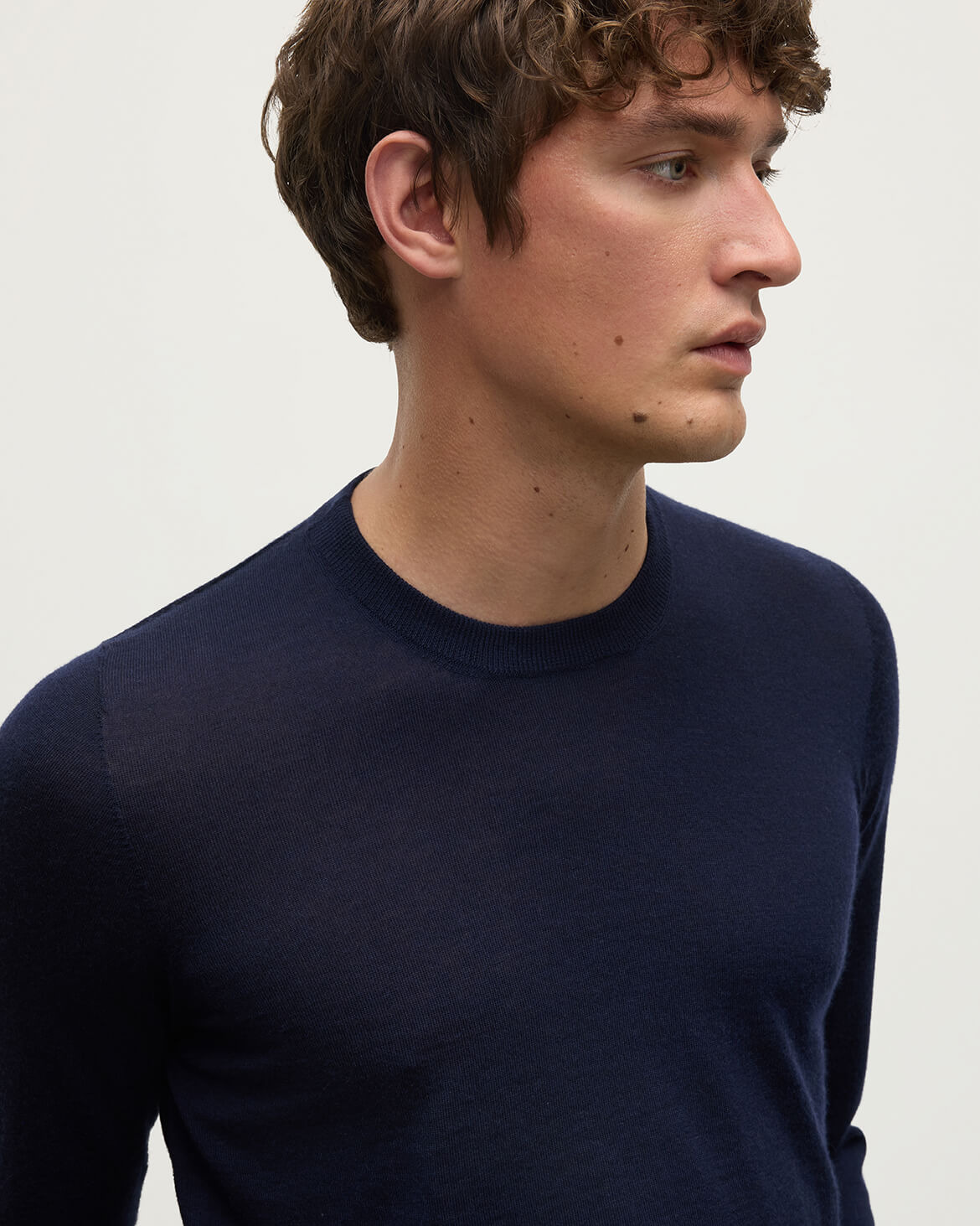 Superfine Cashmere Navy Round Neck Jumper - 5
