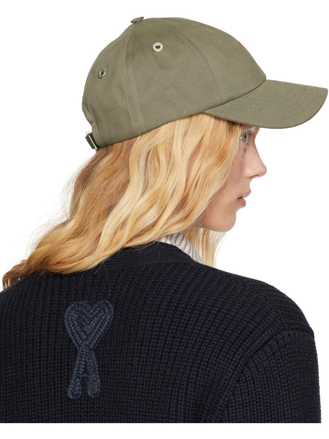Gray Cotton Ami de Coeur Embroidery Cap - 3