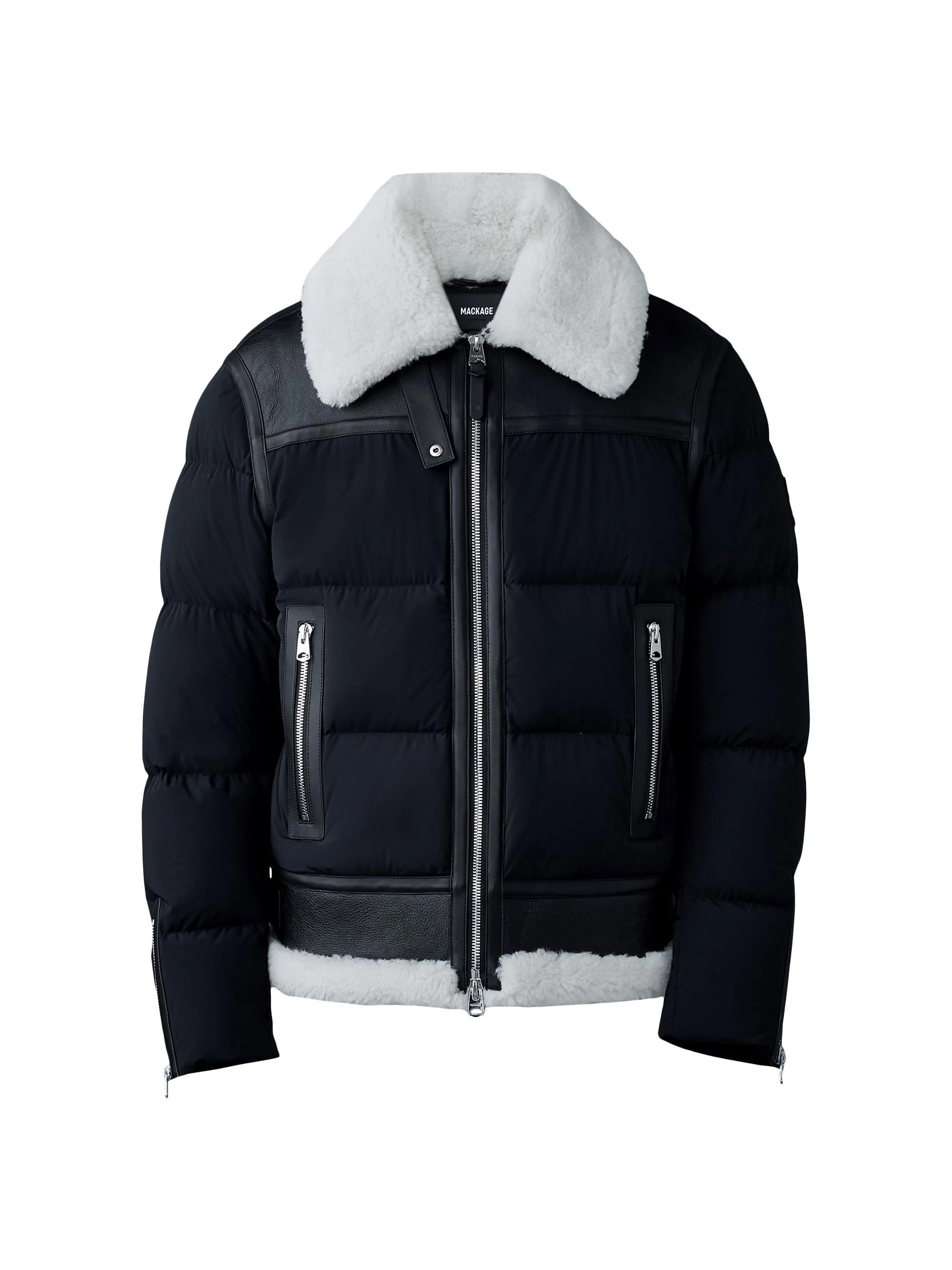 Men's Robert Shearling Down Jacket - Black Natural - 1