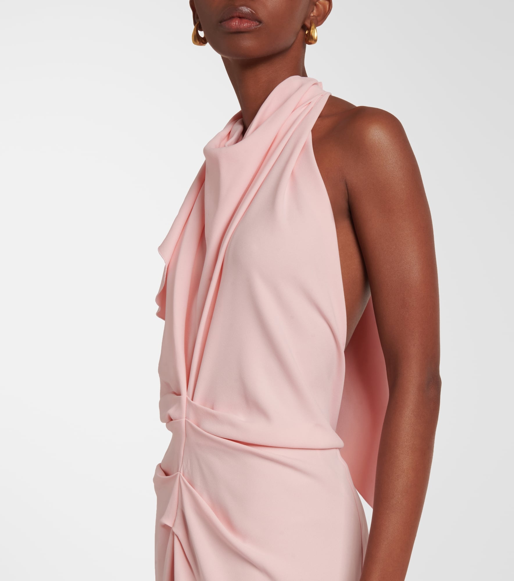 Scarf-detail open-back crêpe midi dress - 5