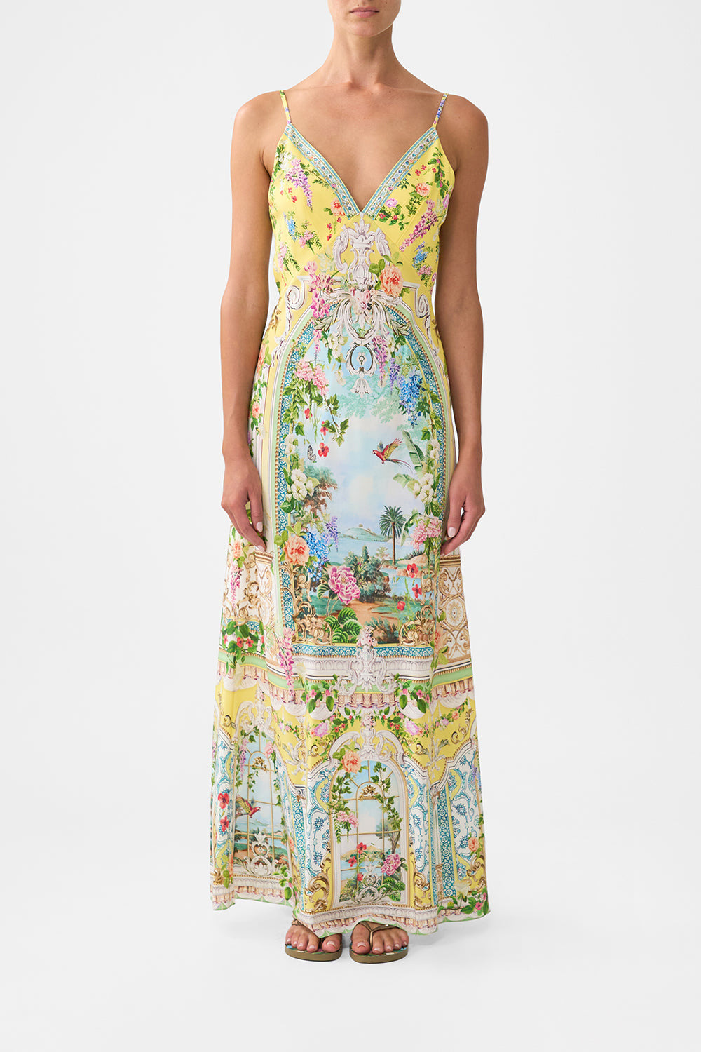 V NECK FULL LENGTH BIAS SLIP DRESS - 2