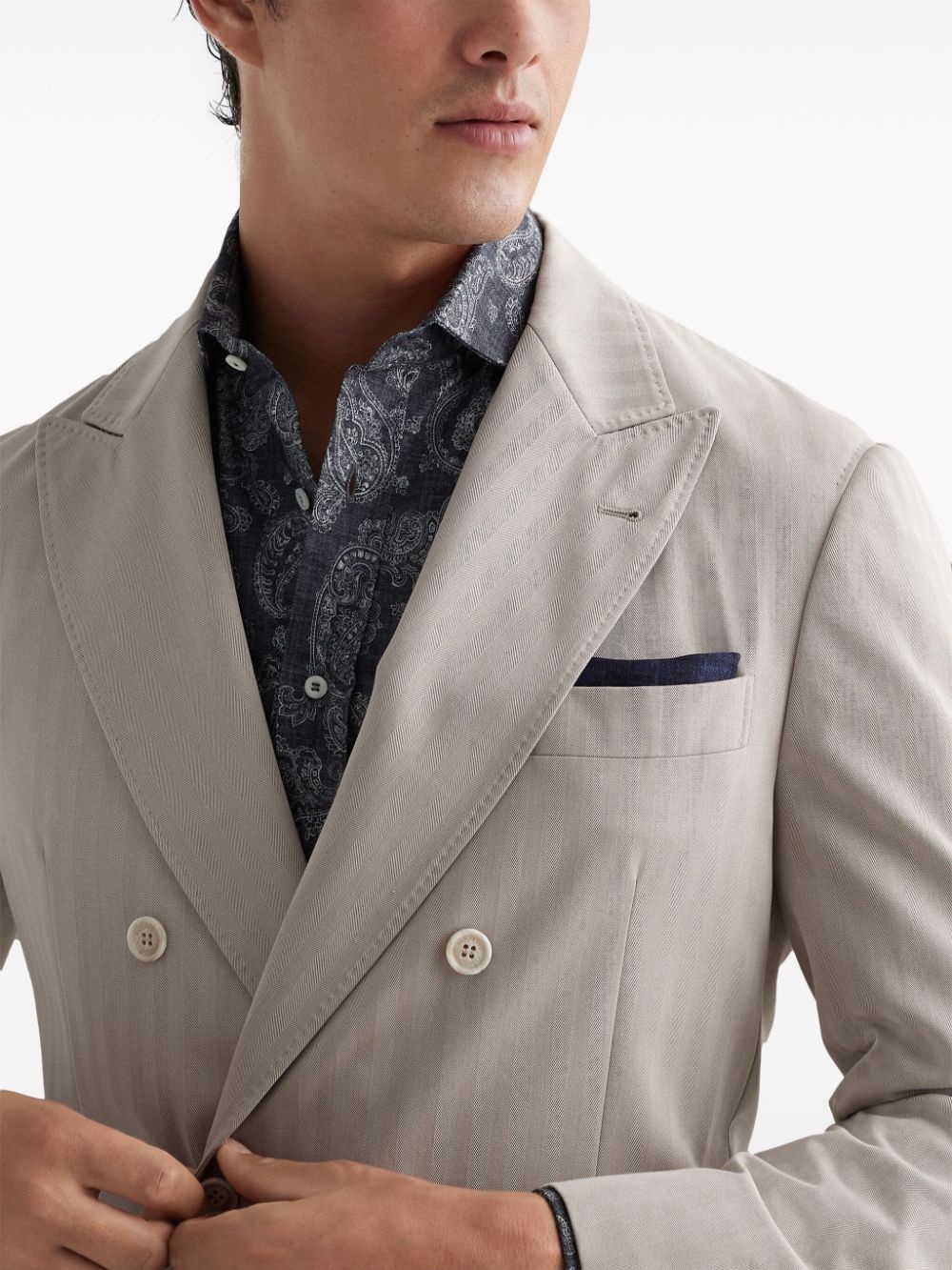 striped double-breasted blazer - 4