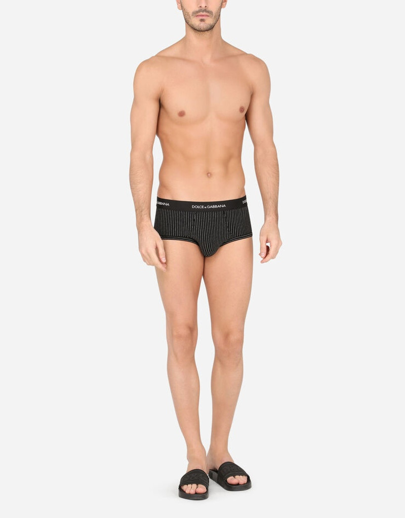 Dolce & Gabbana Mid-rise briefs in striped two-way stretch cotton outlook
