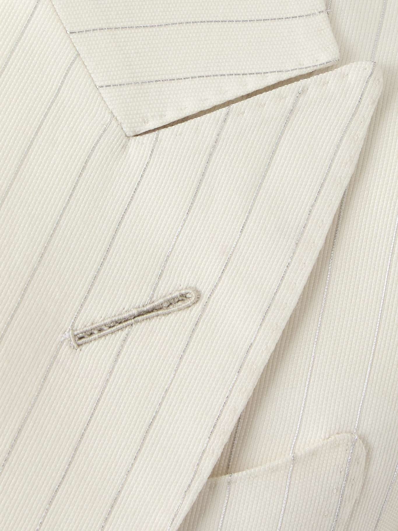 Striped wool-blend blazer White - 5