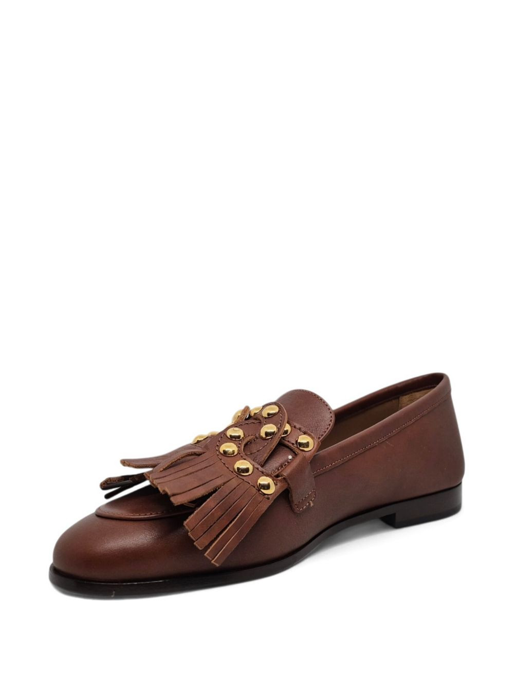 fringe-embellished studded loafers - 5