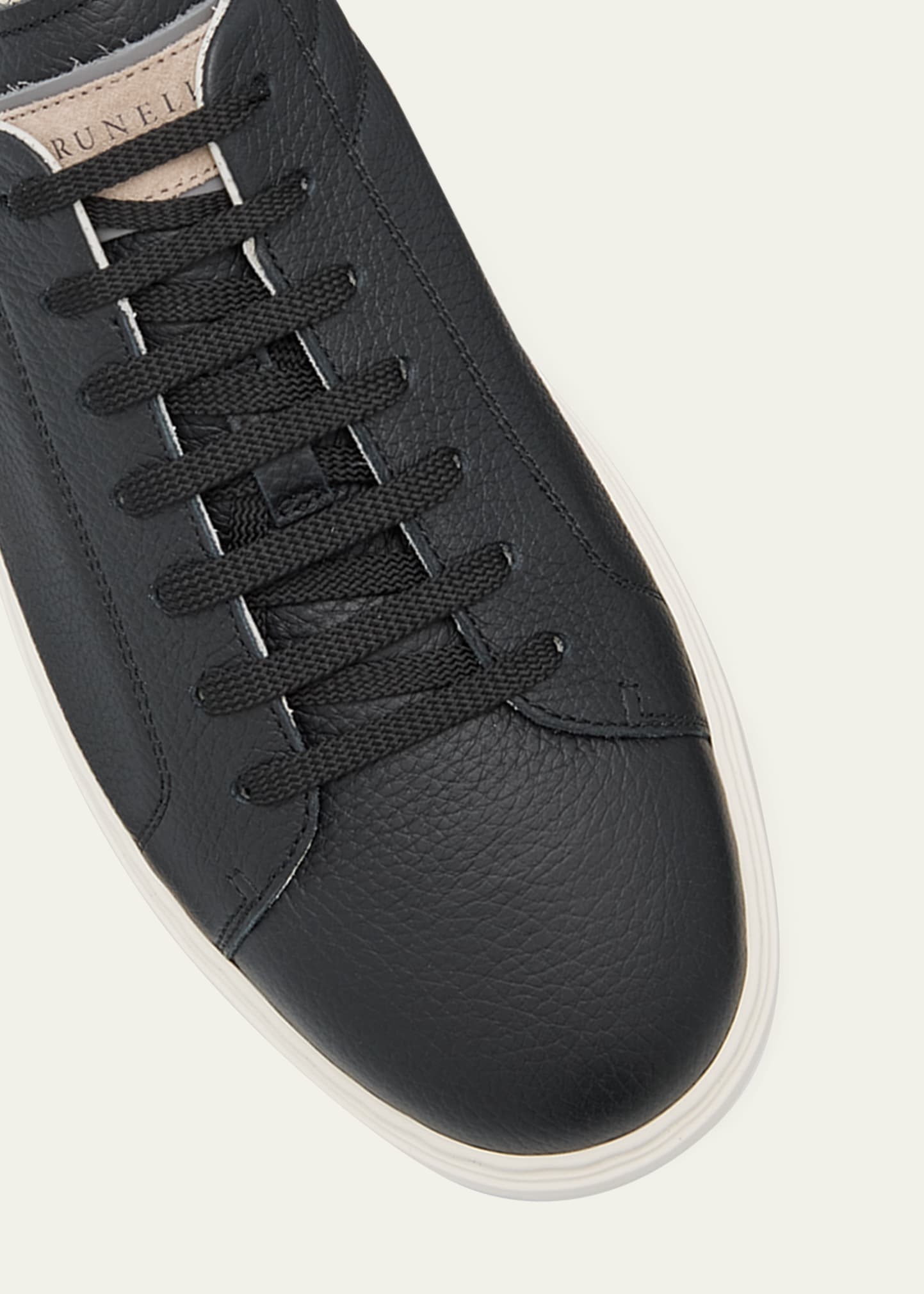 Men's Grained Calfskin Low-Top Sneakers - 5