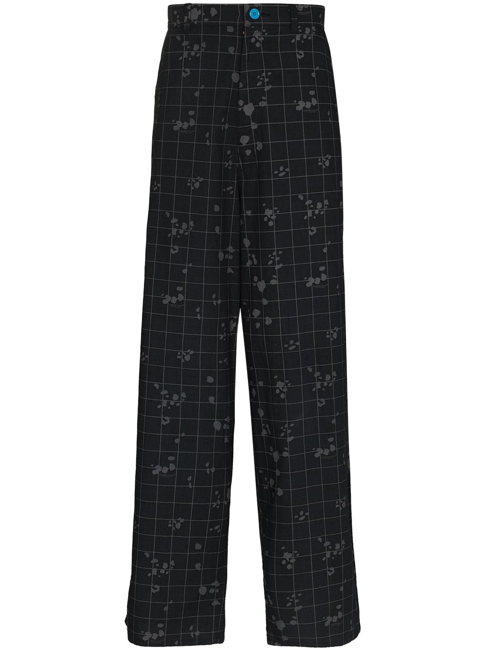 check-pattern loose-fit trousers - 1