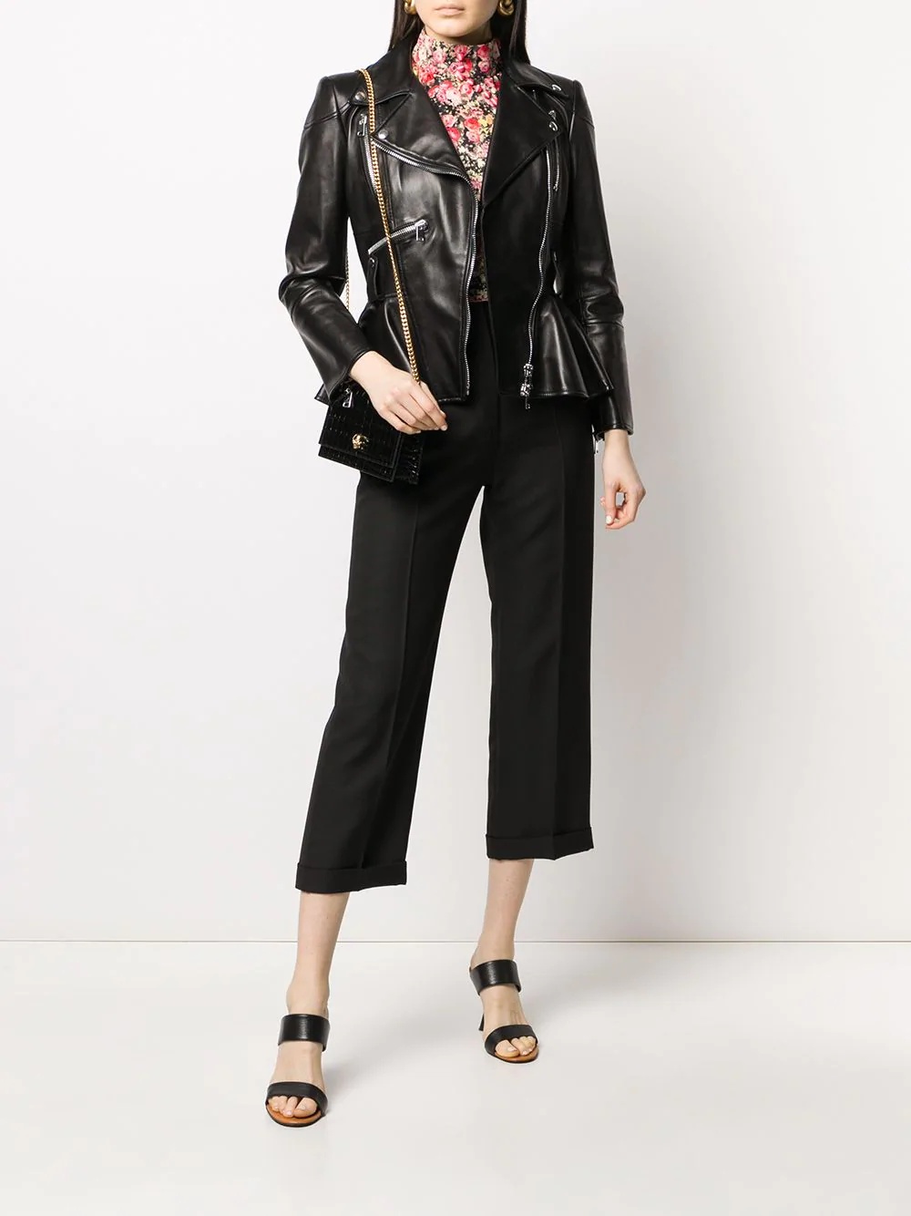 peplum hem biker jacket - 2