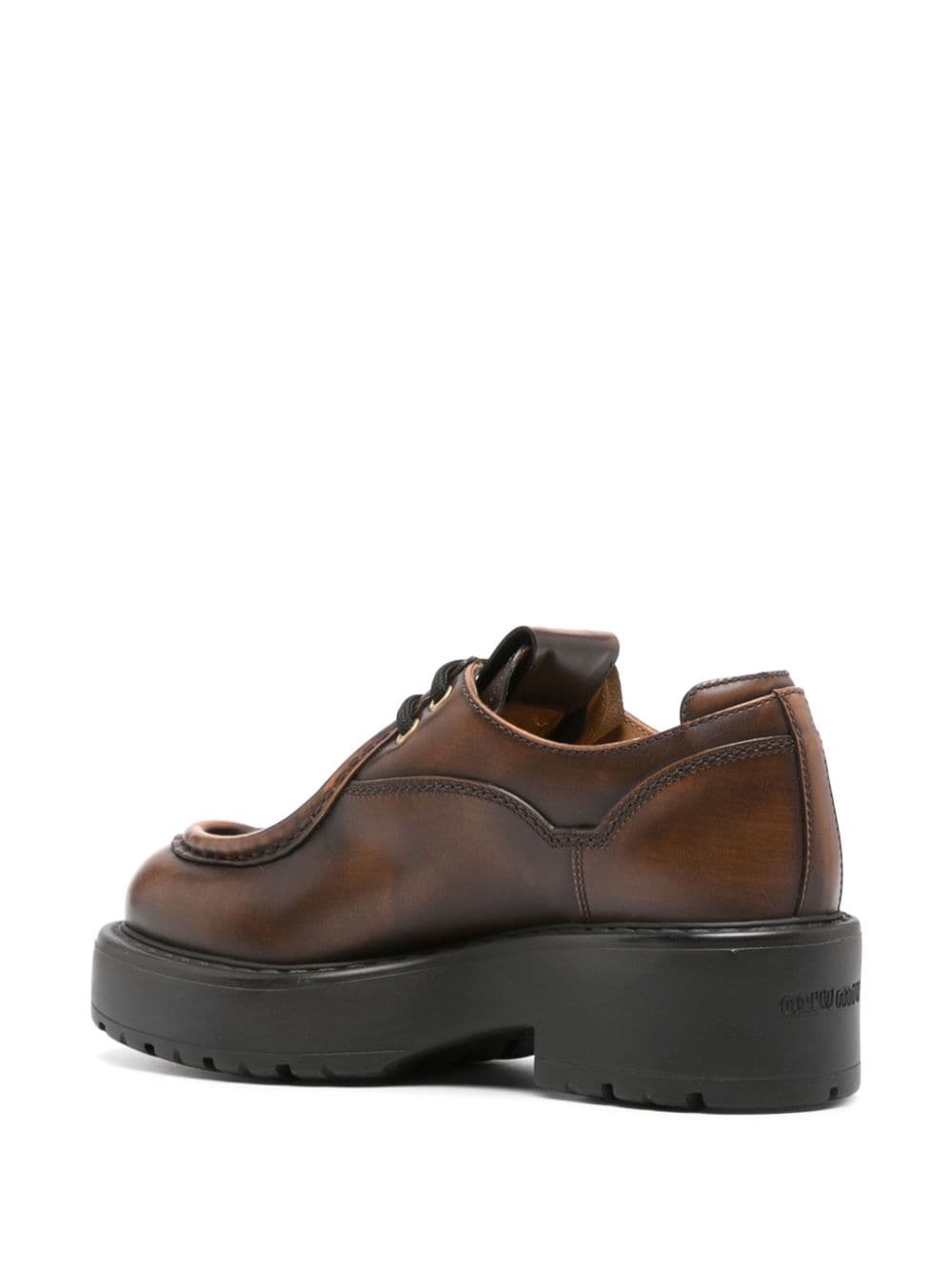 logo-patch leather loafers - 3