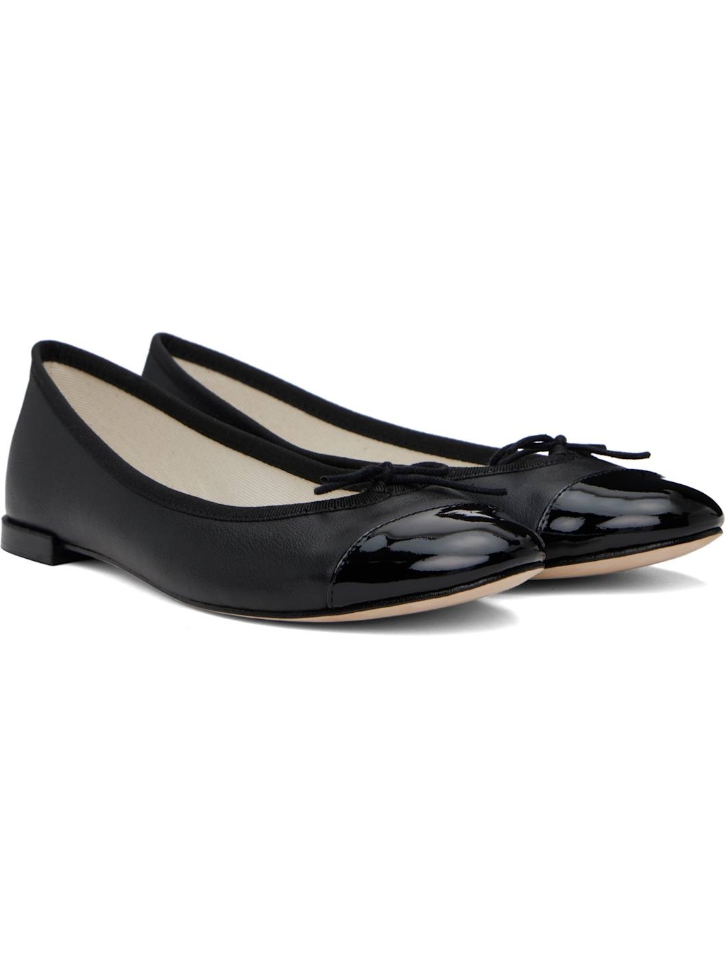 Black Flora Bi-Material Ballerina Flats - 4