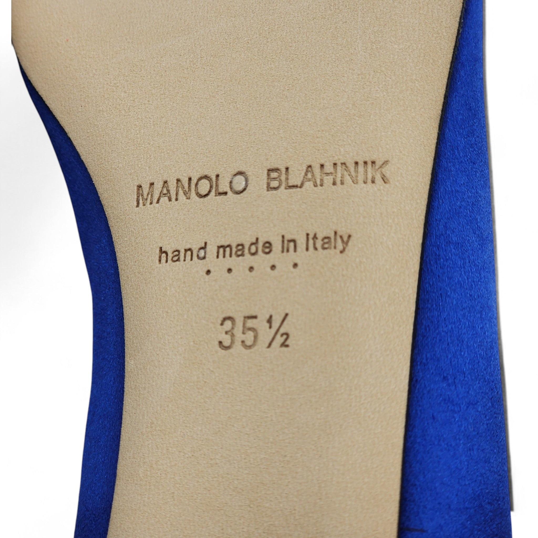 Manolo Blahnik Hangisiflat Jewel Buckle Flat Pumps - Satin - Blue 35.5 - 6