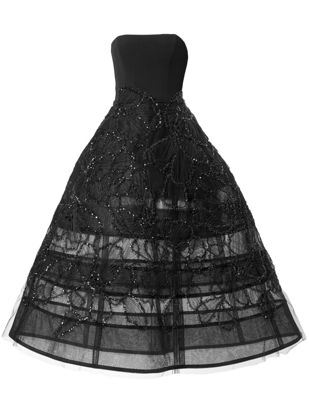 embroidered strapless dress - 1