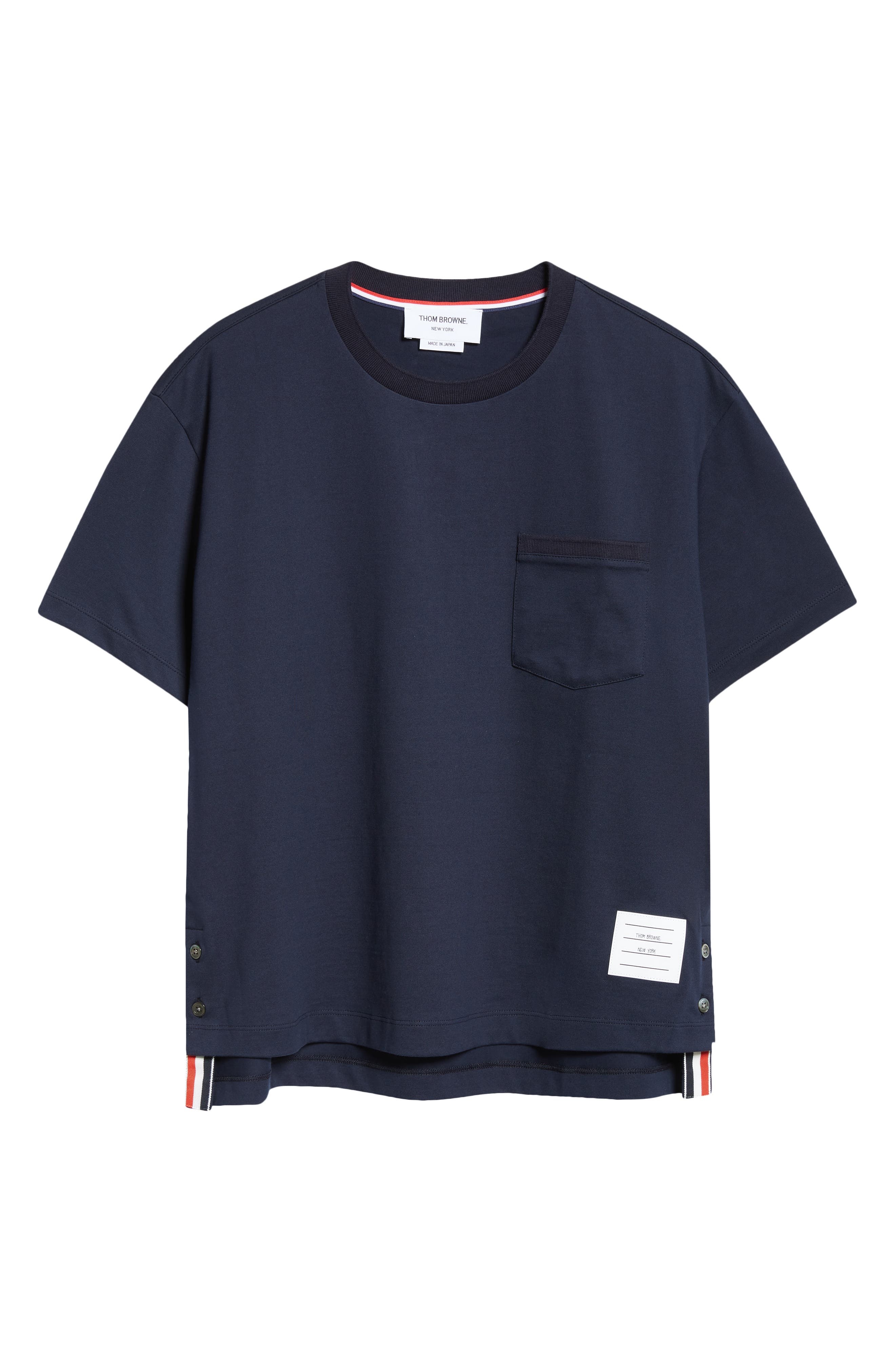 Thom Browne Medium Weight Cotton Jersey Boxy Pocket Tee in Navy at Nordstrom - 5