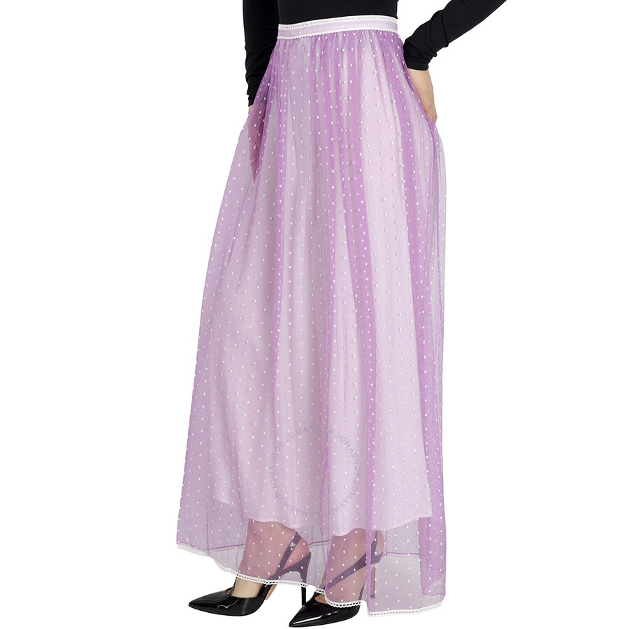 Burberry Floor-length Flocked Cotton Tulle Skirt In Lilac / White - 2