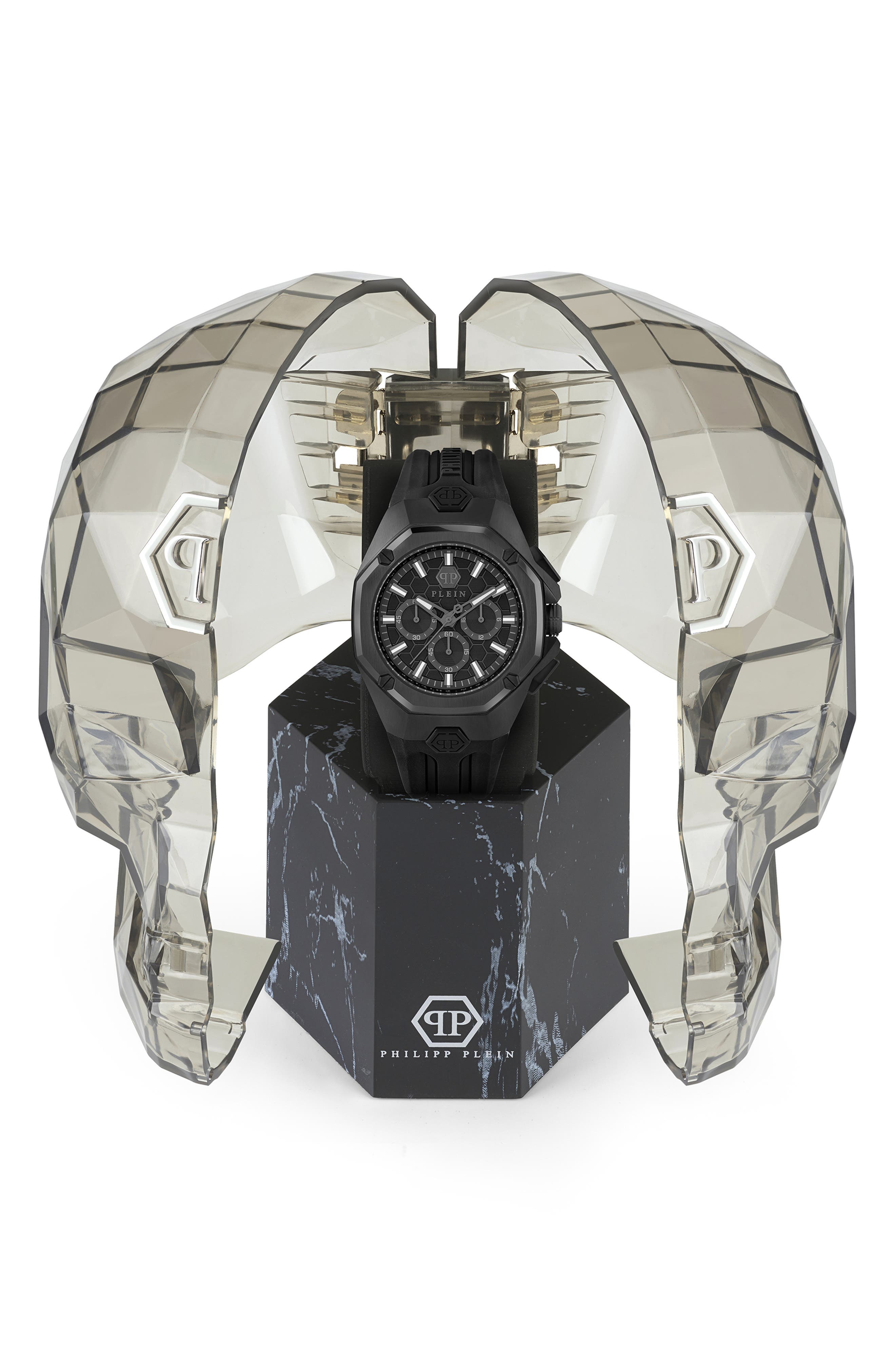 Octagon Silicone Strap Chronograph Watch, 44mm - 4
