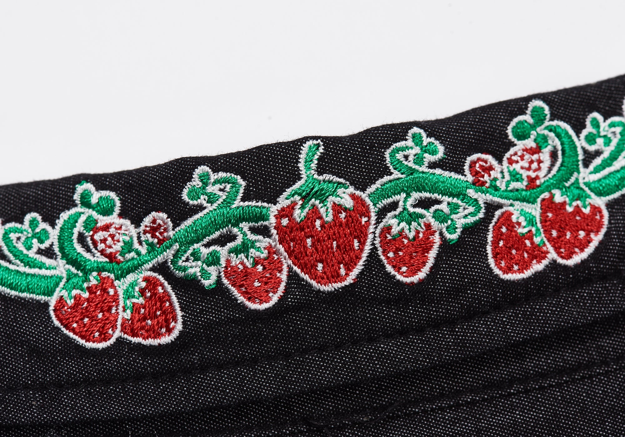 STRAWBERRY EMBROIDERY DENIM SHIRT BLACK - 4