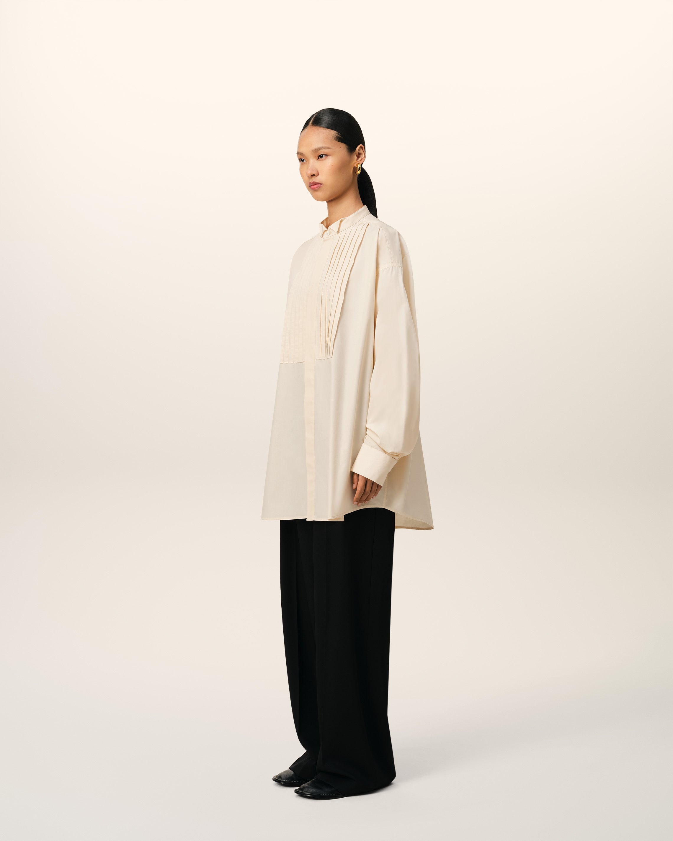 BEIGE COTTON OVERSIZED SHIRT - 6