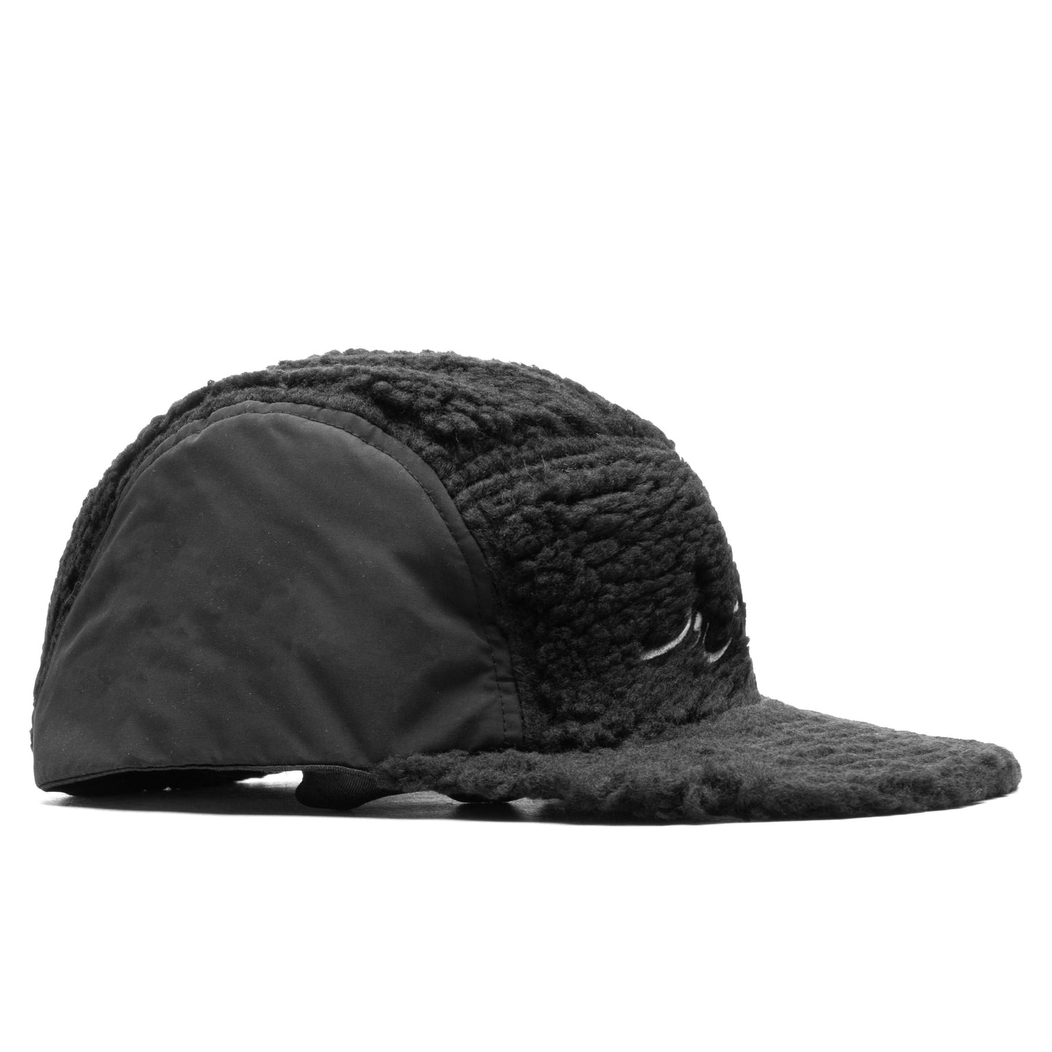 FLEECE AND NYLON CAP - BLACK - 3