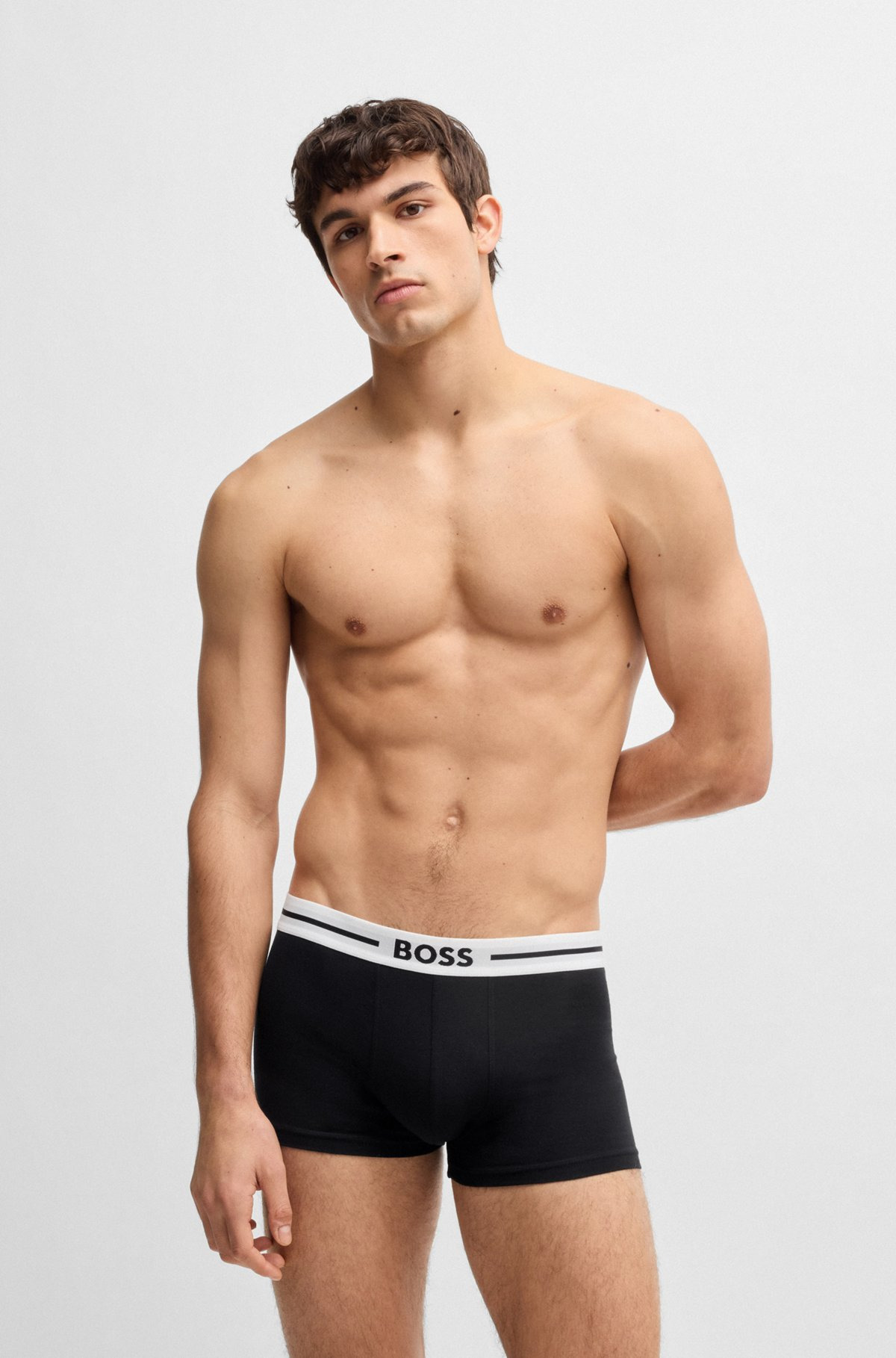 THREE-PACK OF STRETCH-COTTON PLAIN AND MONOGRAMMED TRUNKS - 6